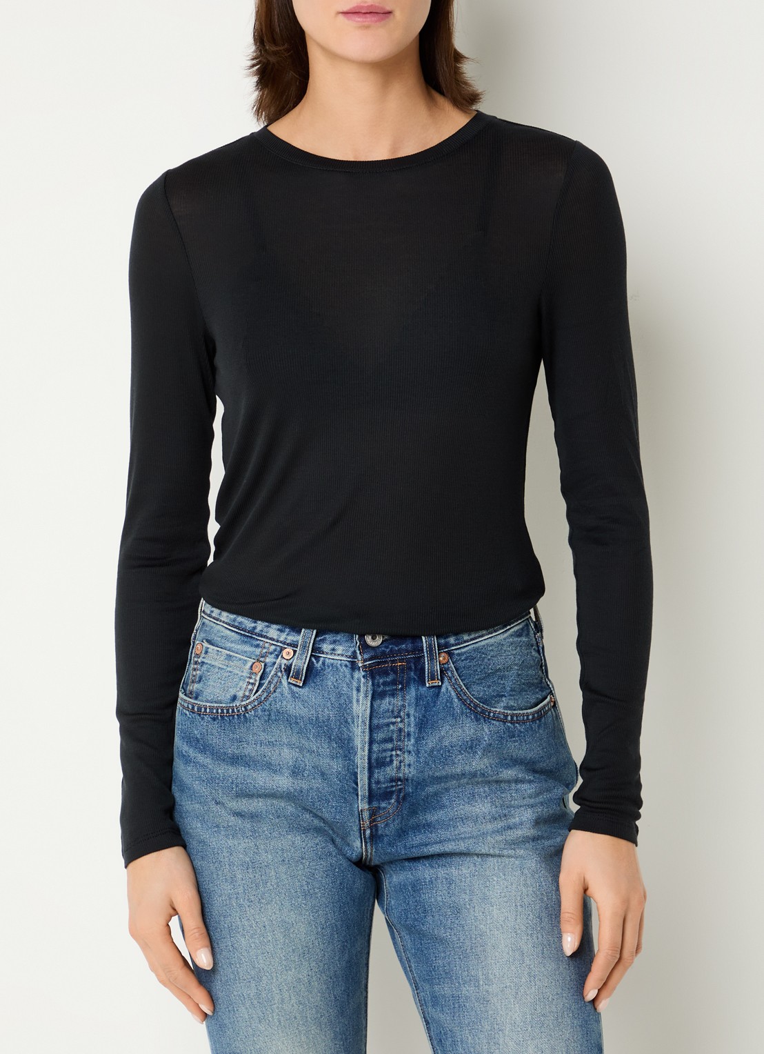 Levi's Top met ribstructuur - detail 4 zwart