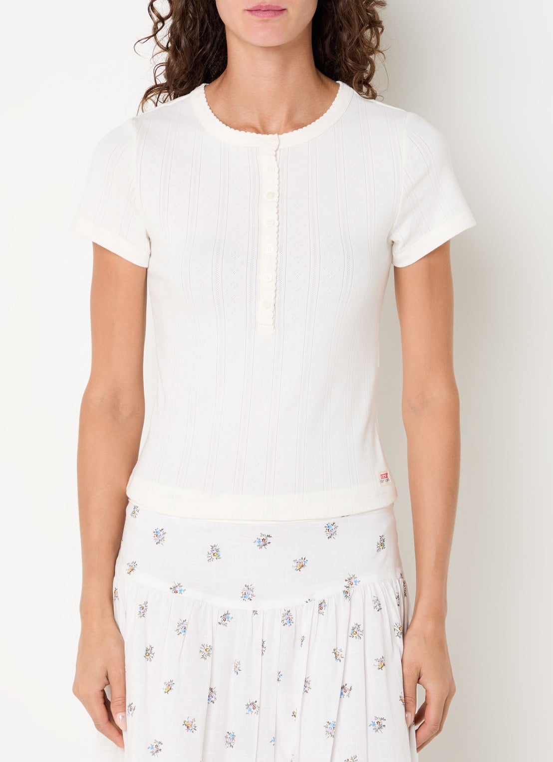Levi's Top met ronde hals - detail gebroken wit
