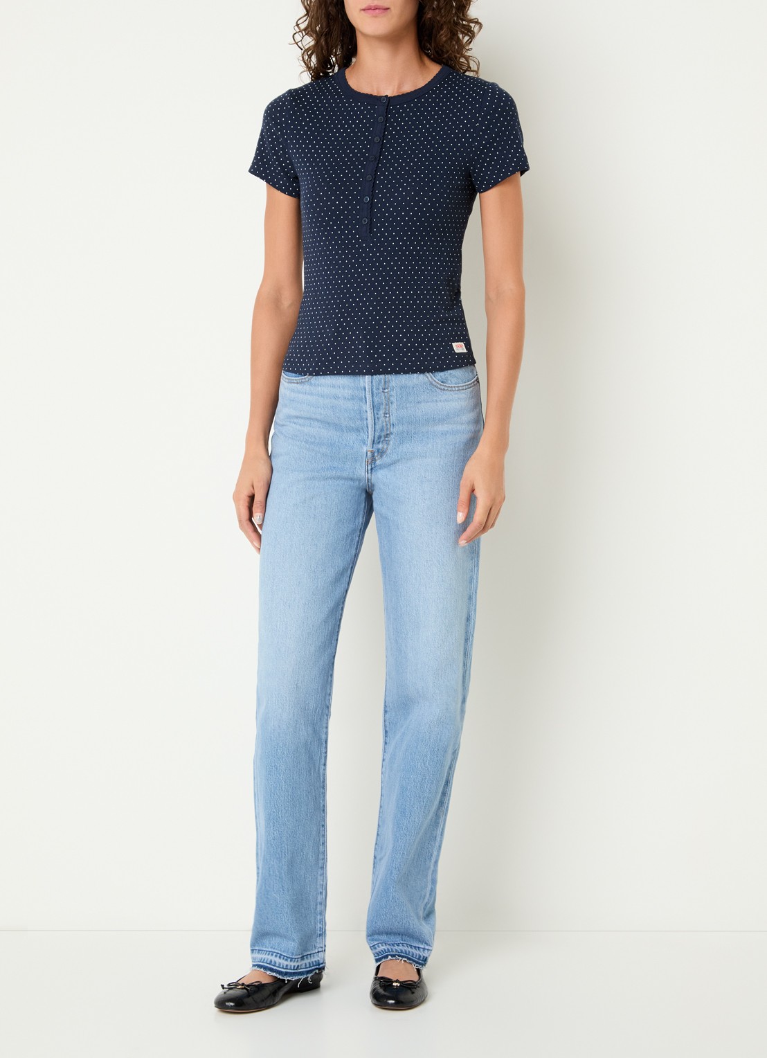 Levi's Top met stippenprint - voorkant 3 donkerblauw