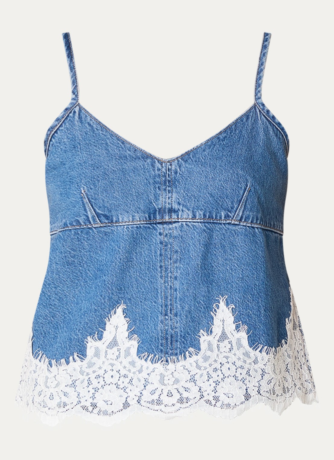 Levi's Top van denim met details van kant - voorkant 2 indigo