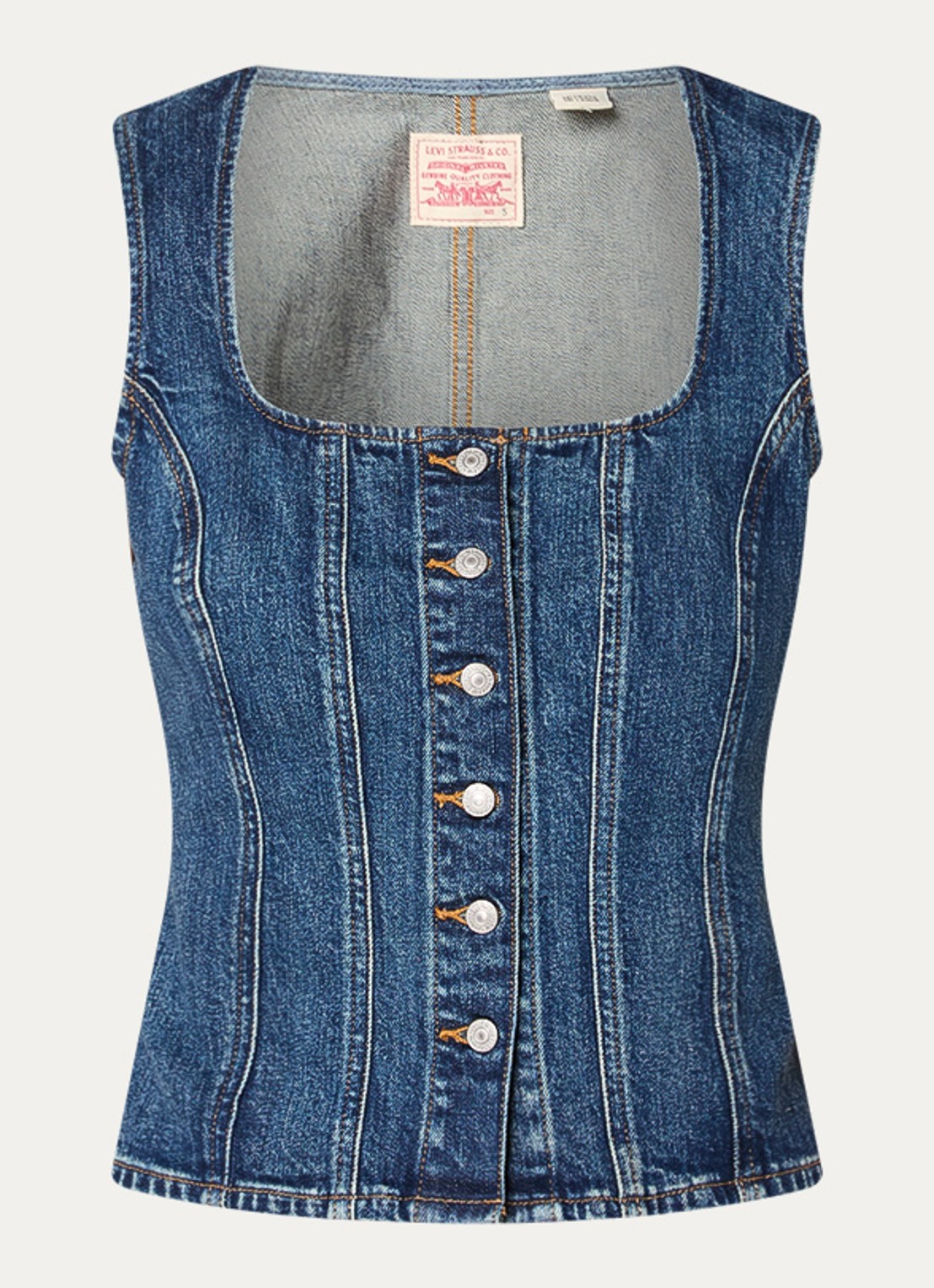 Levi's Top van denim - voorkant 2 indigo