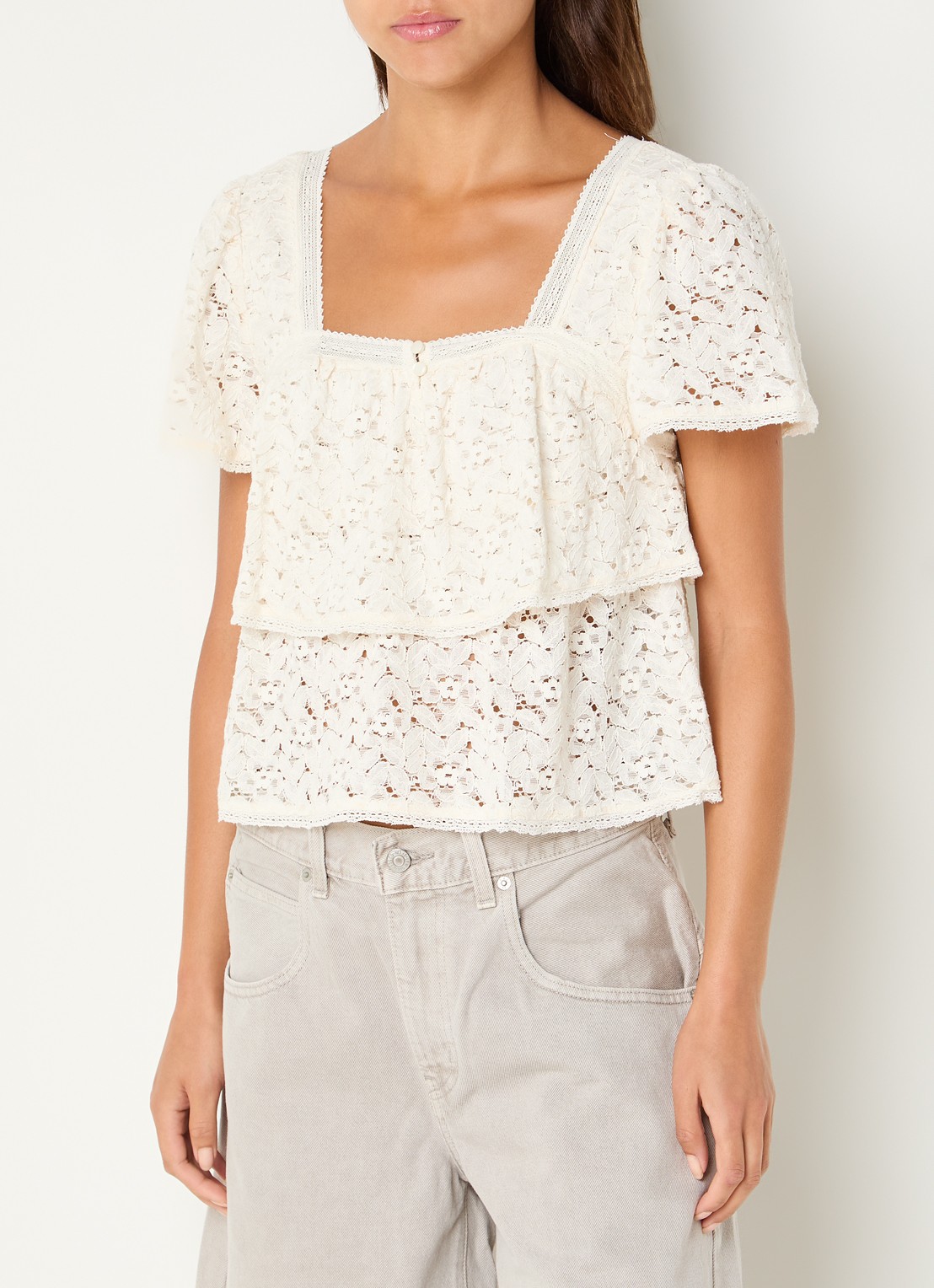 Levi's Top van kant met rechthoekige hals - detail 3 gebroken wit