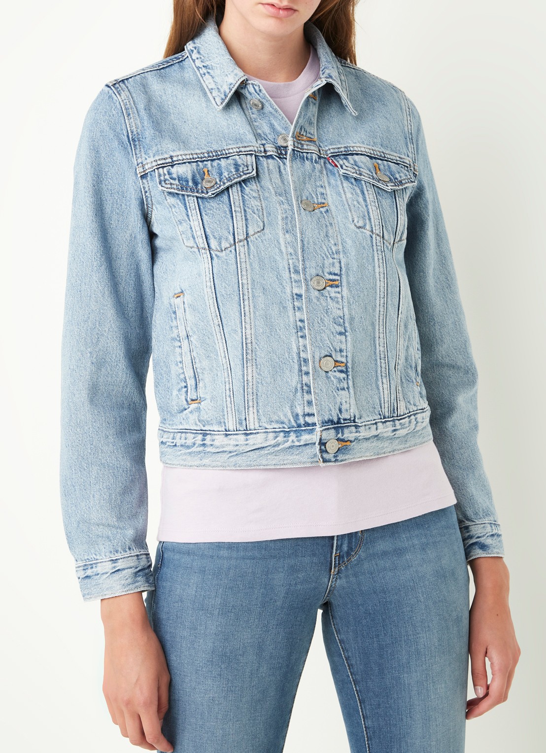 Levi's Trucker spijkerjas met lichte wassing - detail 2 indigo