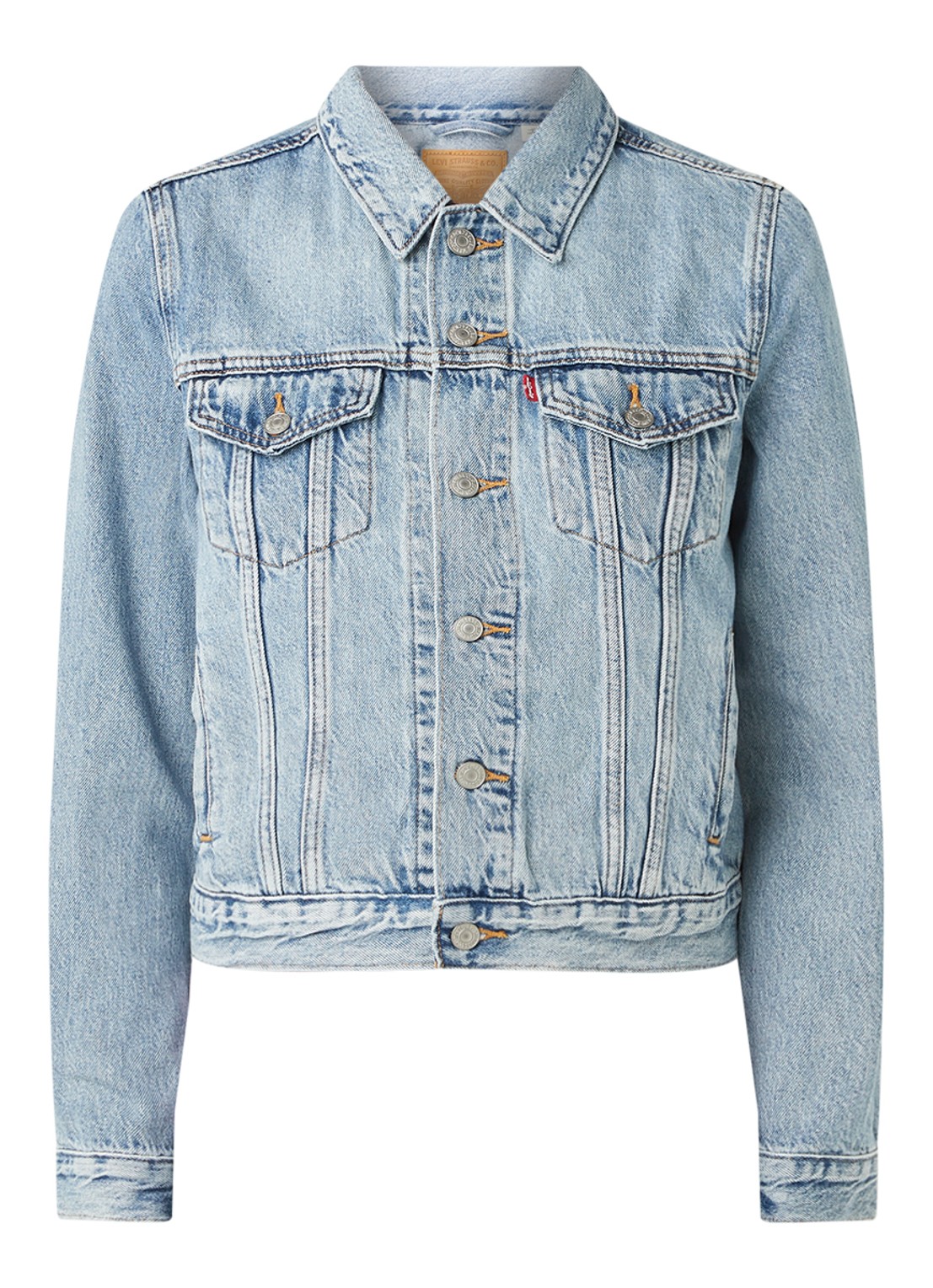 Levi's Trucker spijkerjas met lichte wassing - voorkant 3 indigo