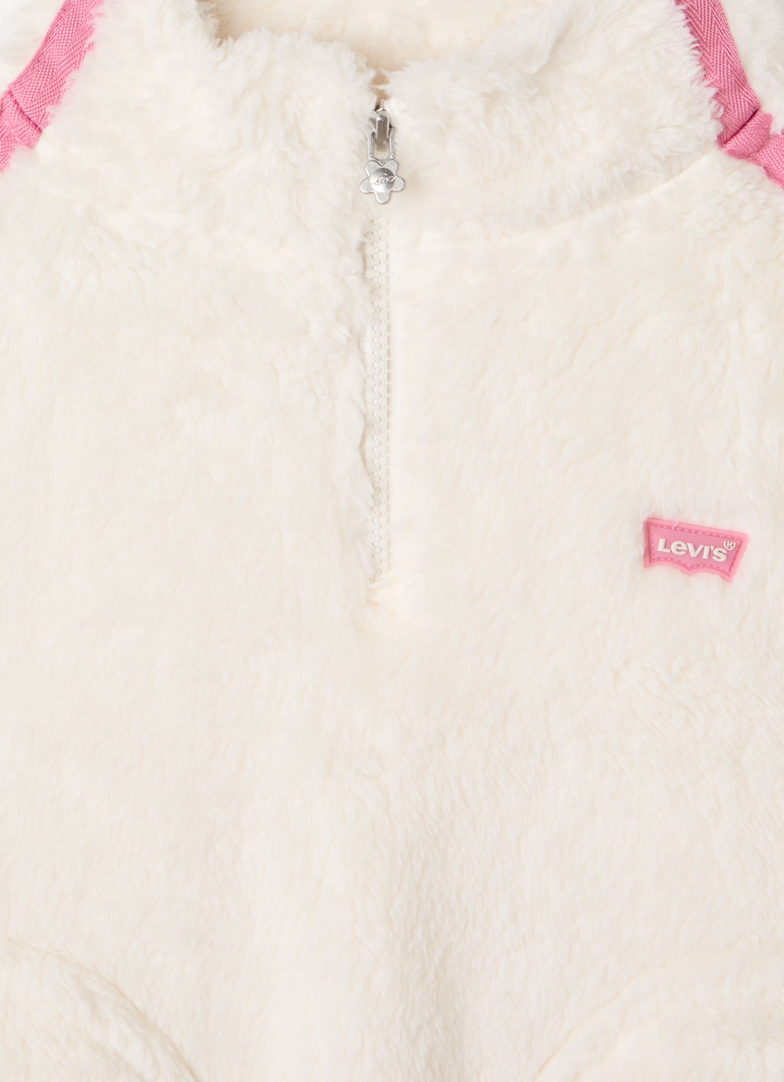 Levi's Trui van teddy met halve rits - detail 3 gebroken wit