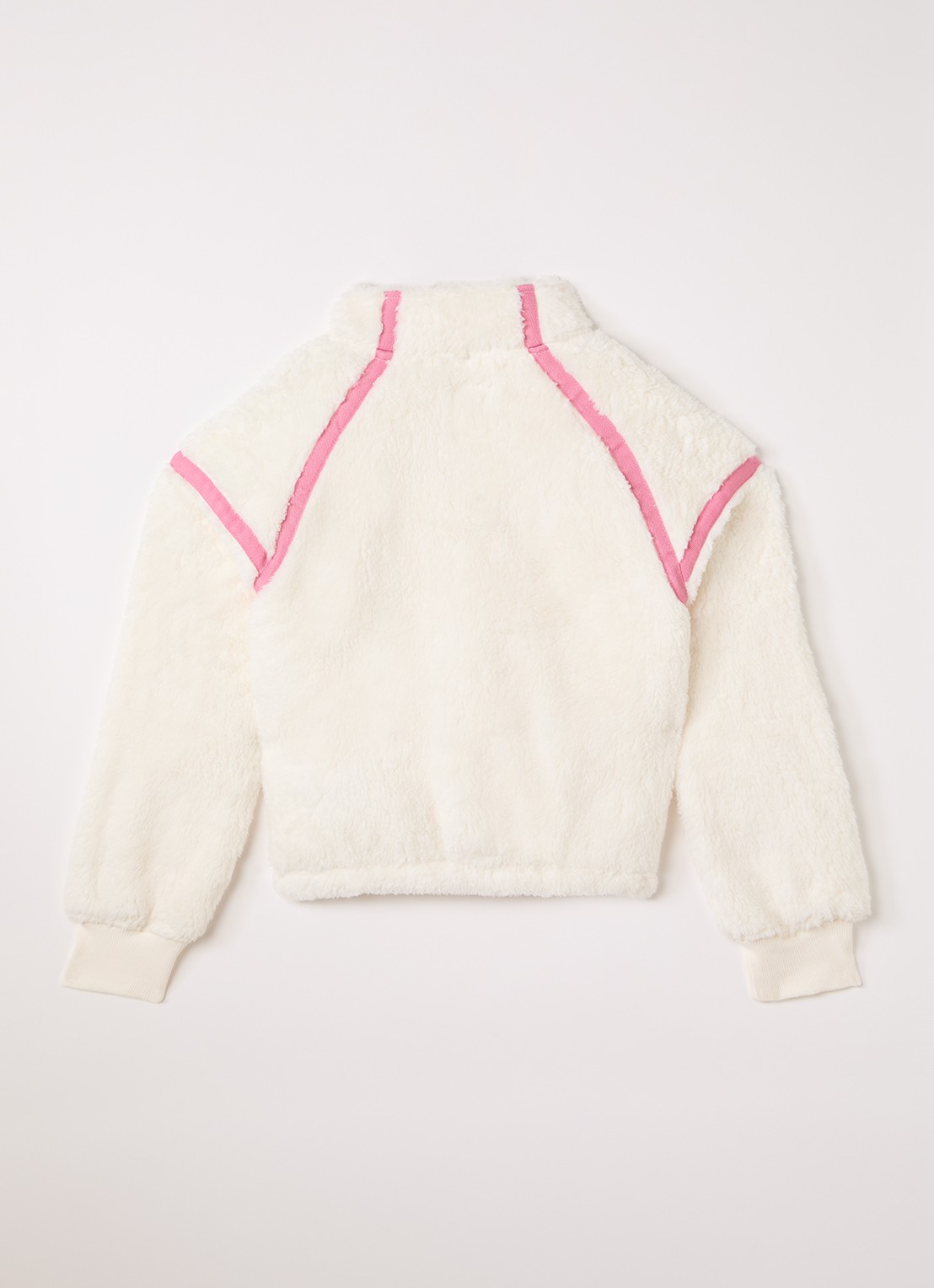 Levi's Trui van teddy met halve rits - voorkant 2 gebroken wit