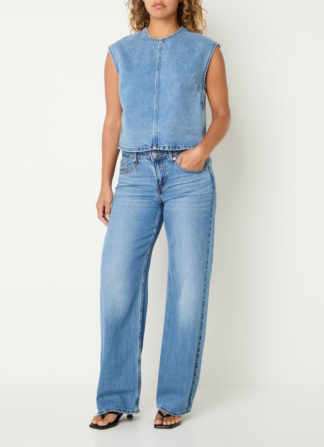 Levi's Tuniek van denim met ronde hals - voorkant 4 indigo