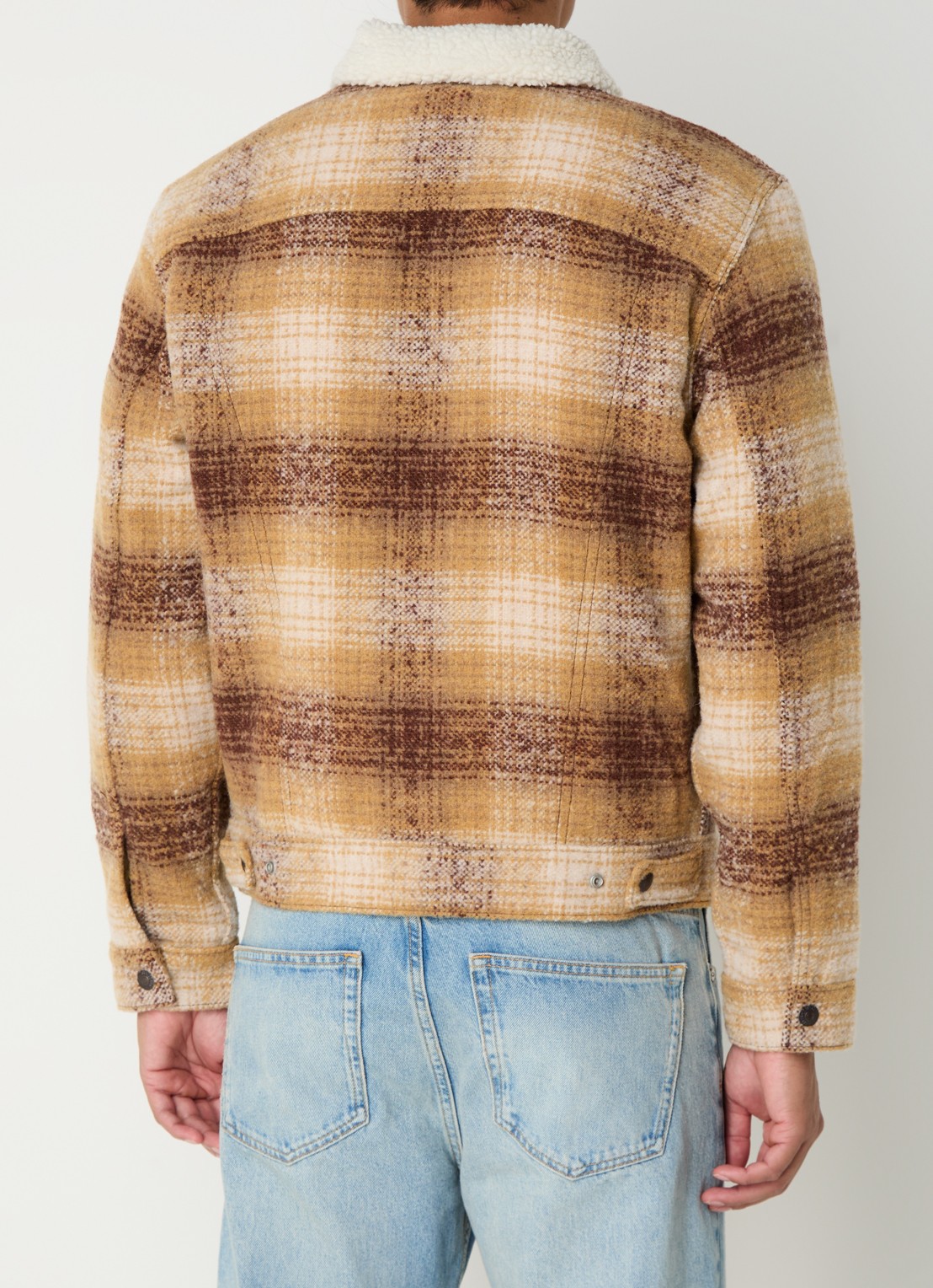 Levi's Type 3 jack in wolblend met teddy voering - achterkant 4 bruin