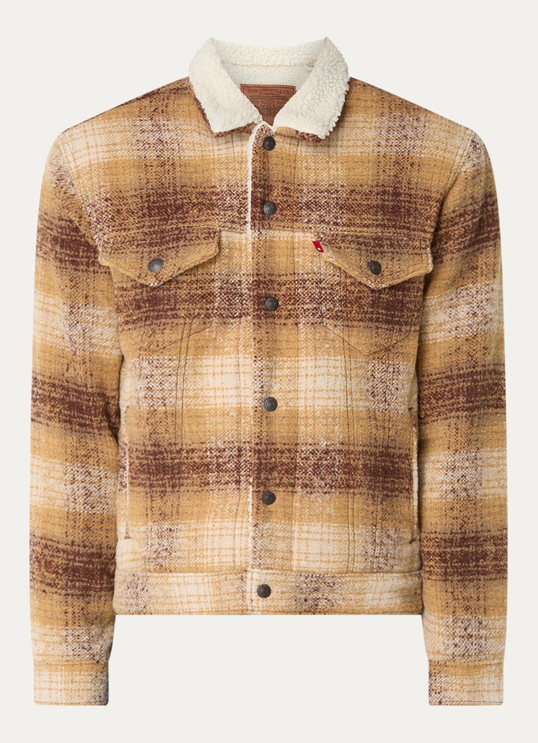 Levi's Type 3 jack in wolblend met teddy voering - voorkant 2 bruin