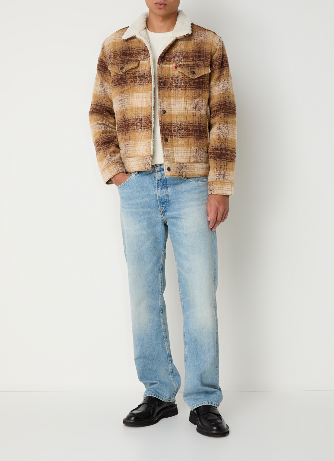 Levi's Type 3 jack in wolblend met teddy voering - voorkant 3 bruin