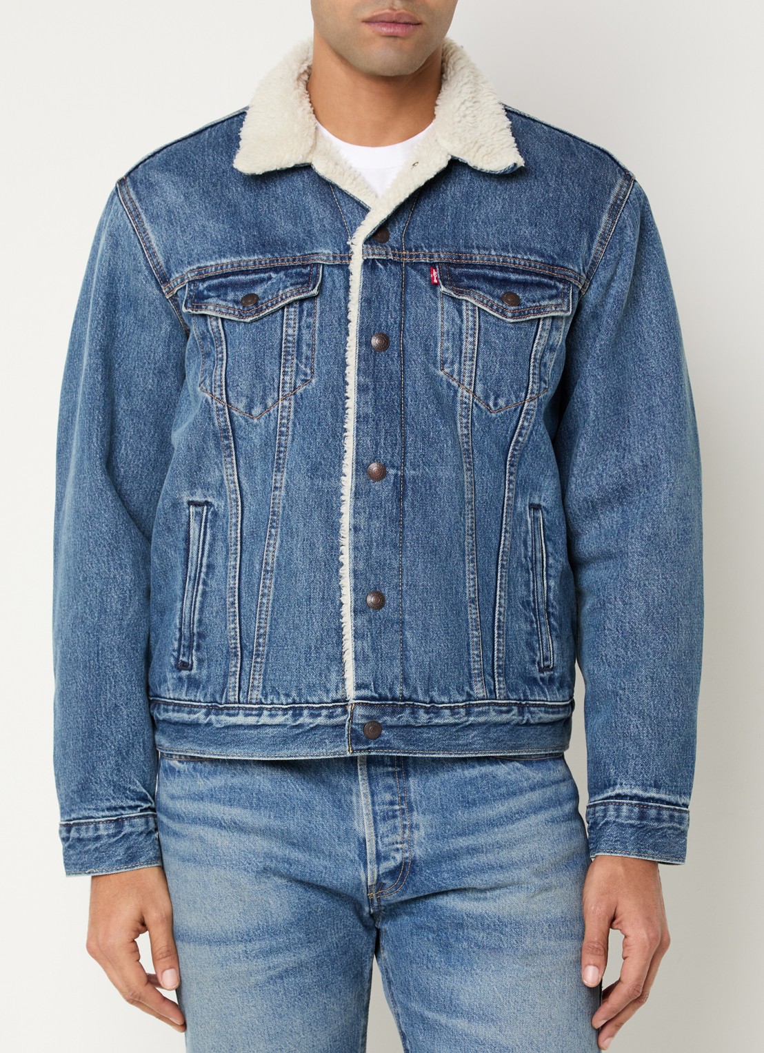 Levi's Type 3 spijkerjas met teddy voering en borstzakken - detail 3 indigo