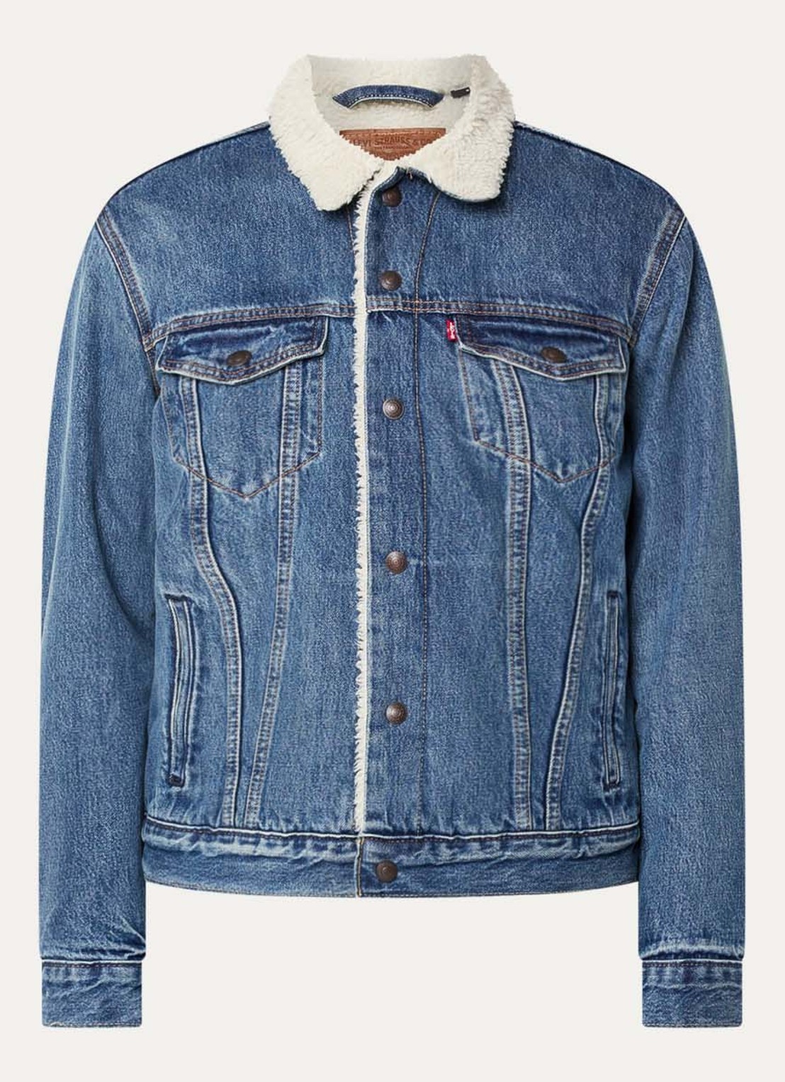 Levi's Type 3 spijkerjas met teddy voering en borstzakken - voorkant indigo