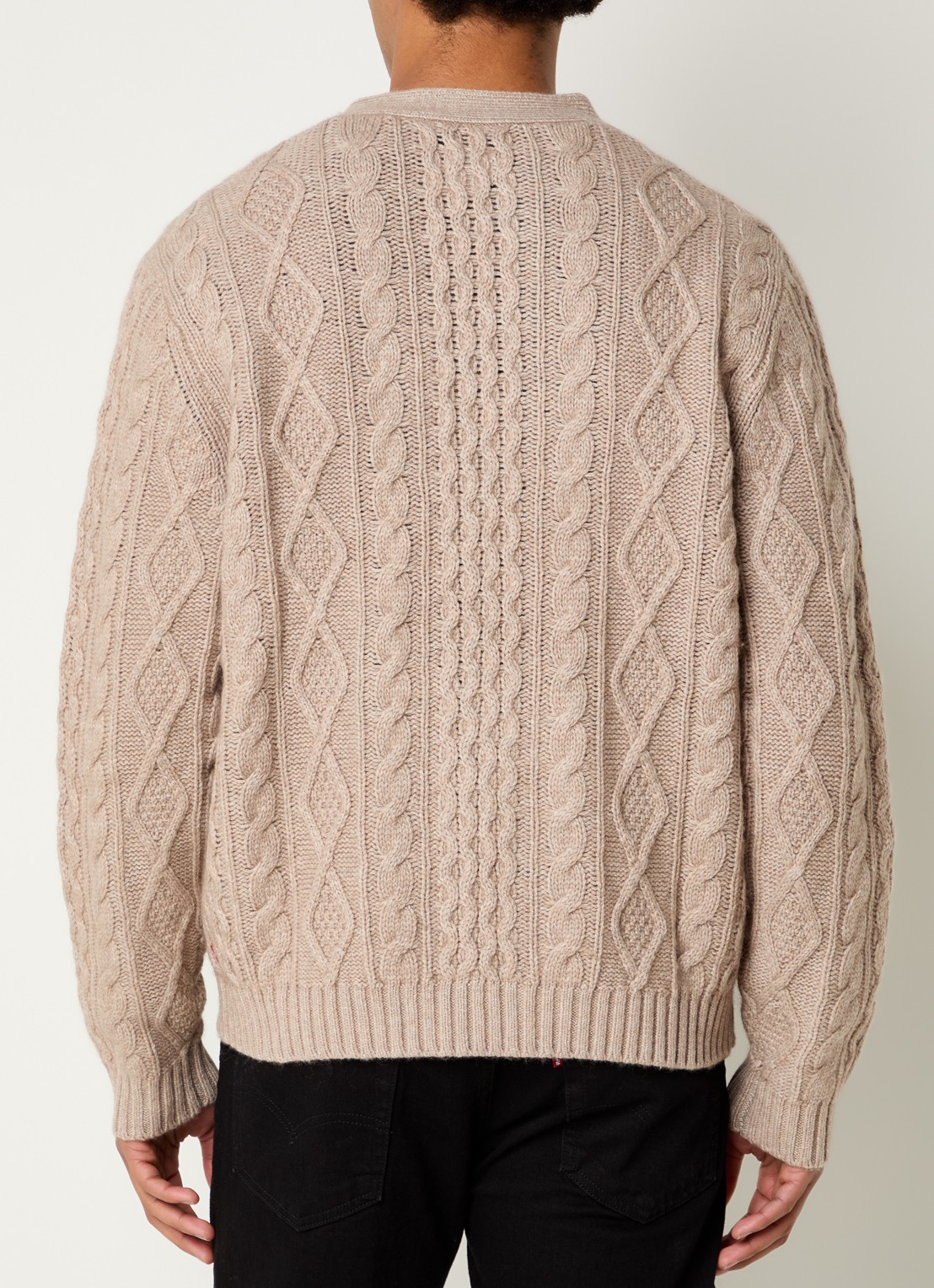 Levi's Valencia kabelgebreid vest in wolblend - achterkant 2 beige