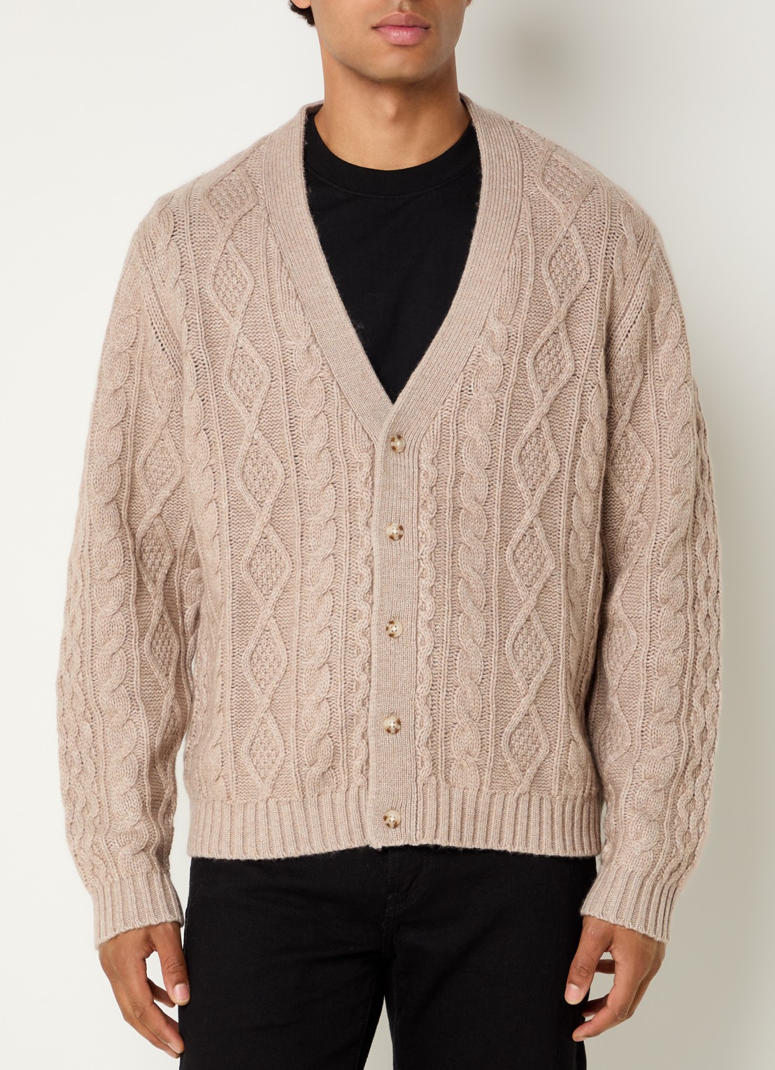 Levi's Valencia kabelgebreid vest in wolblend - detail beige