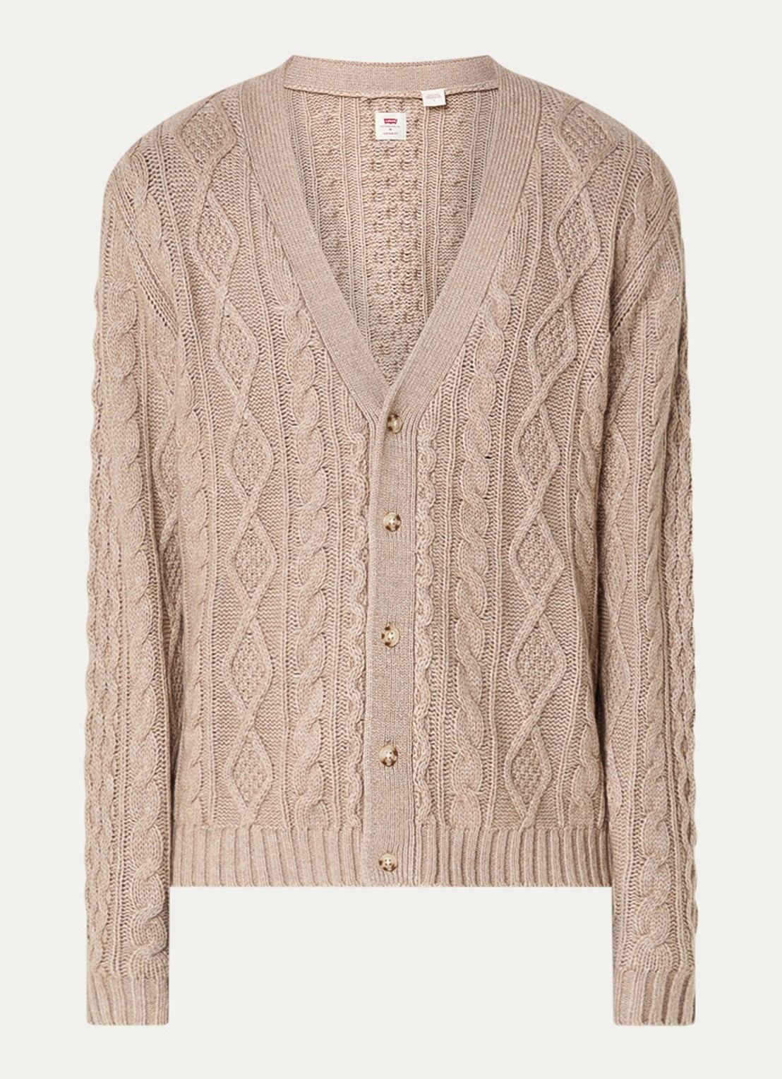 Levi's Valencia kabelgebreid vest in wolblend - voorkant 3 beige