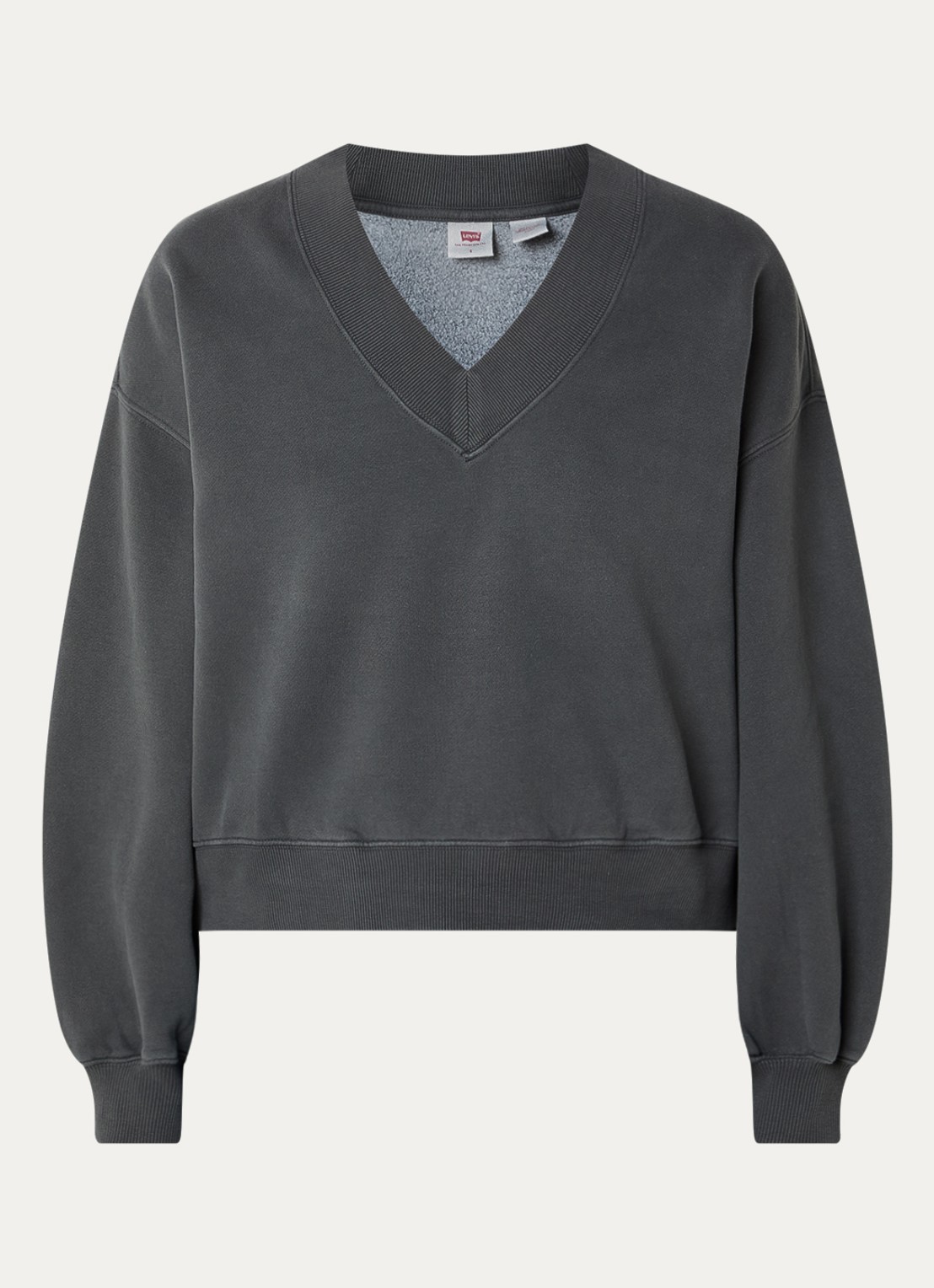 Levi's Vintage cropped sweater met V-hals - voorkant 2 antraciet