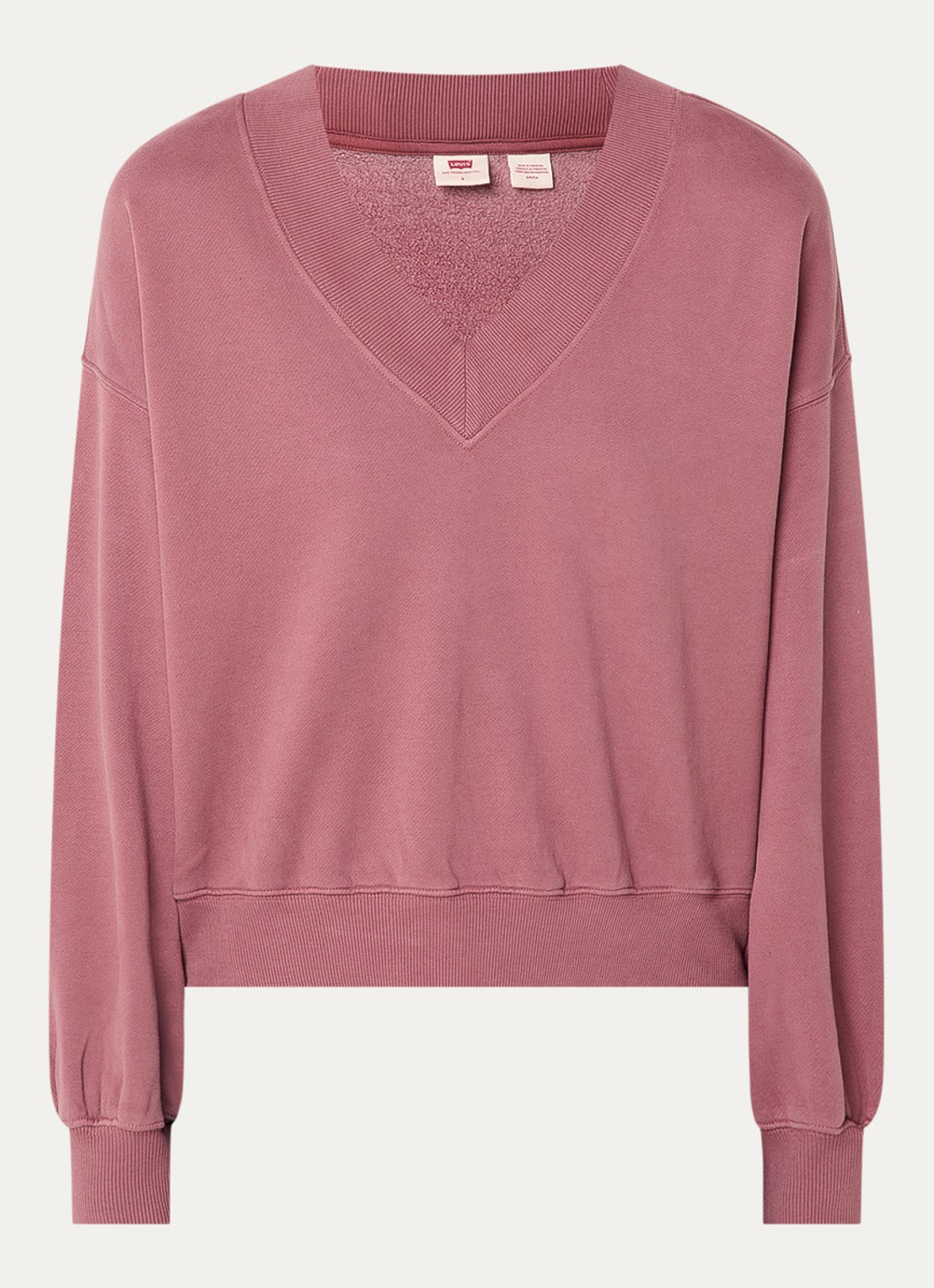 Levi's Vintage cropped sweater met V-hals - voorkant taupe