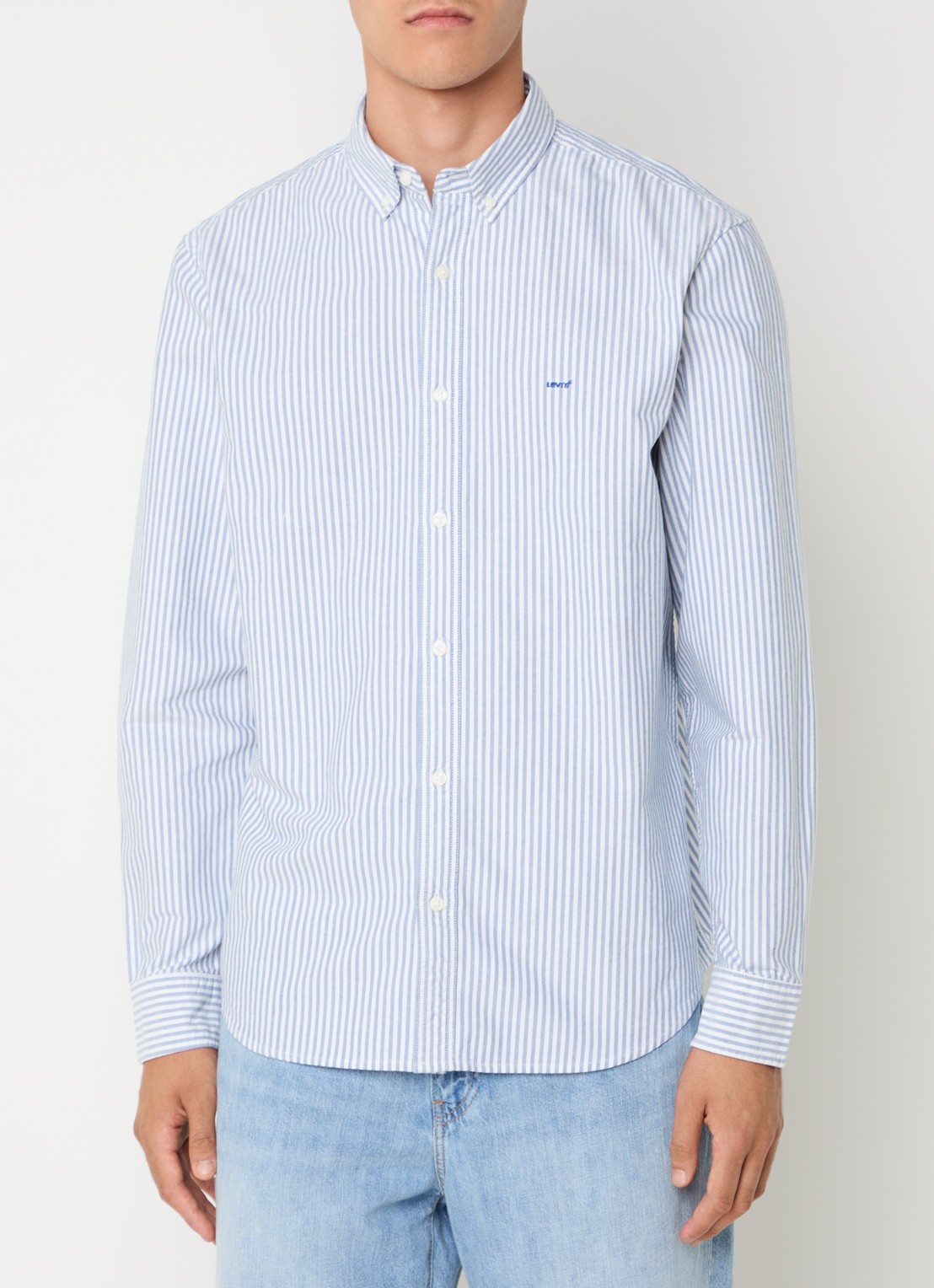 Levi's Waylon overhemd met streepprint - detail 3 lichtblauw