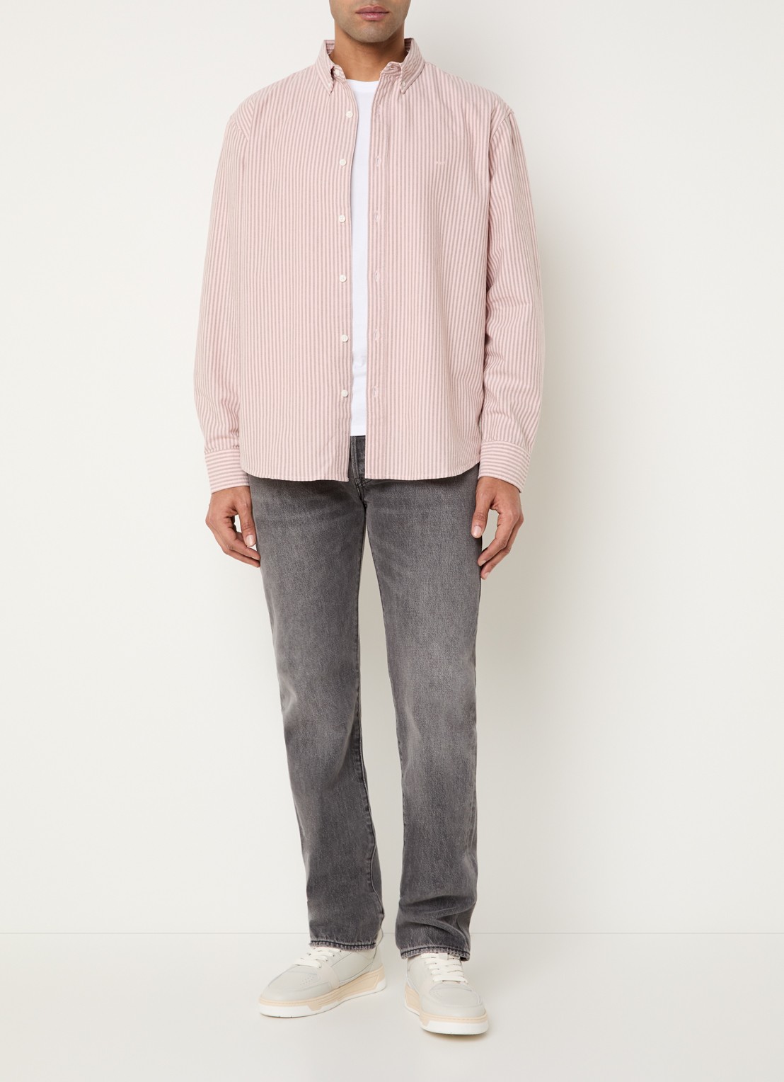 Levi's Waylon regular fit overhemd met streepprint - voorkant 2 zalmroze