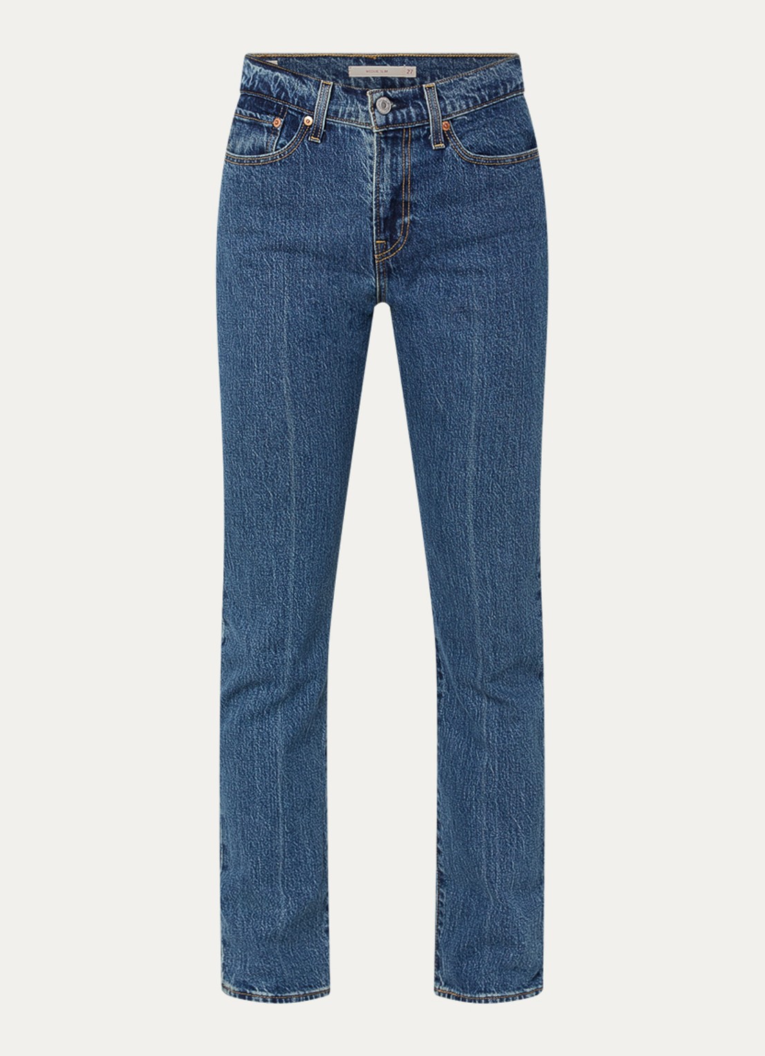 Levi's Wedgie high waist slim fit jeans met donkere wassing - voorkant indigo