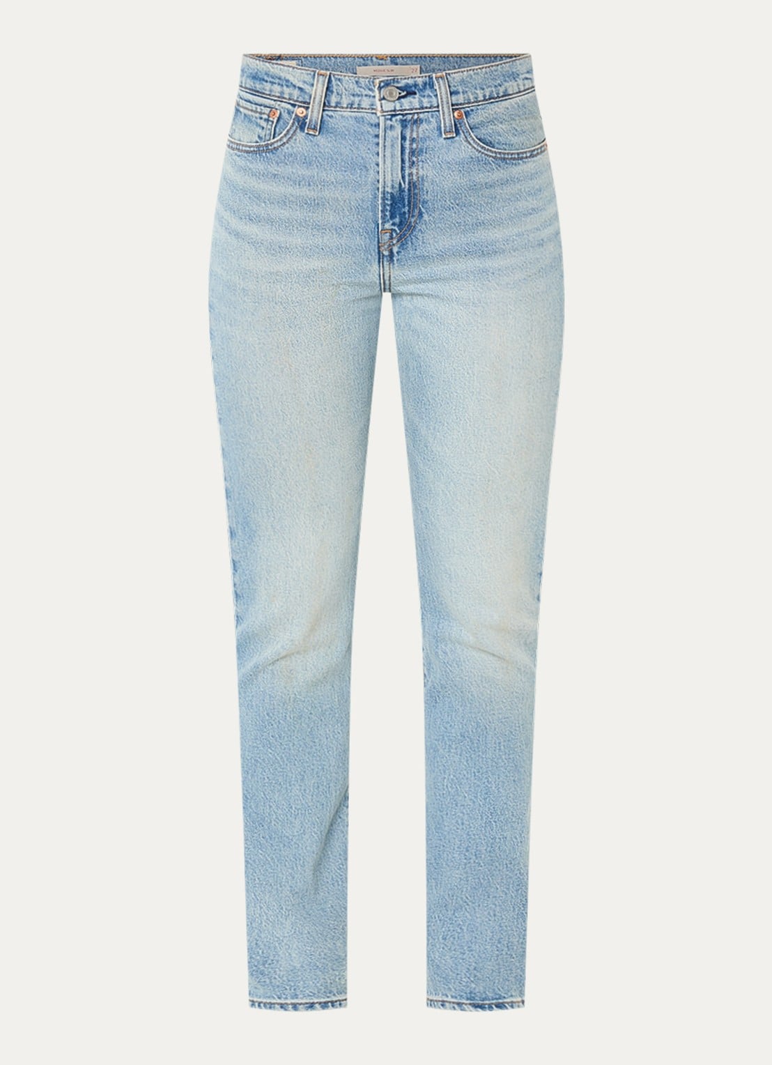 Levi's Wedgie high waist slim fit jeans met lichte wassing - voorkant indigo