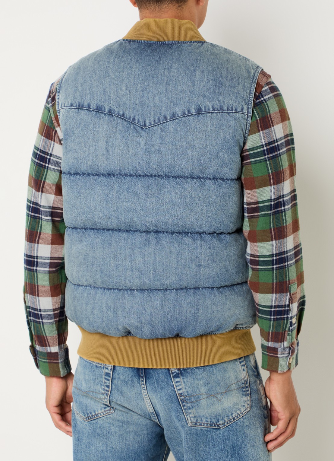 Levi's Western bodywarmer van denim met donsvulling - achterkant 2 indigo
