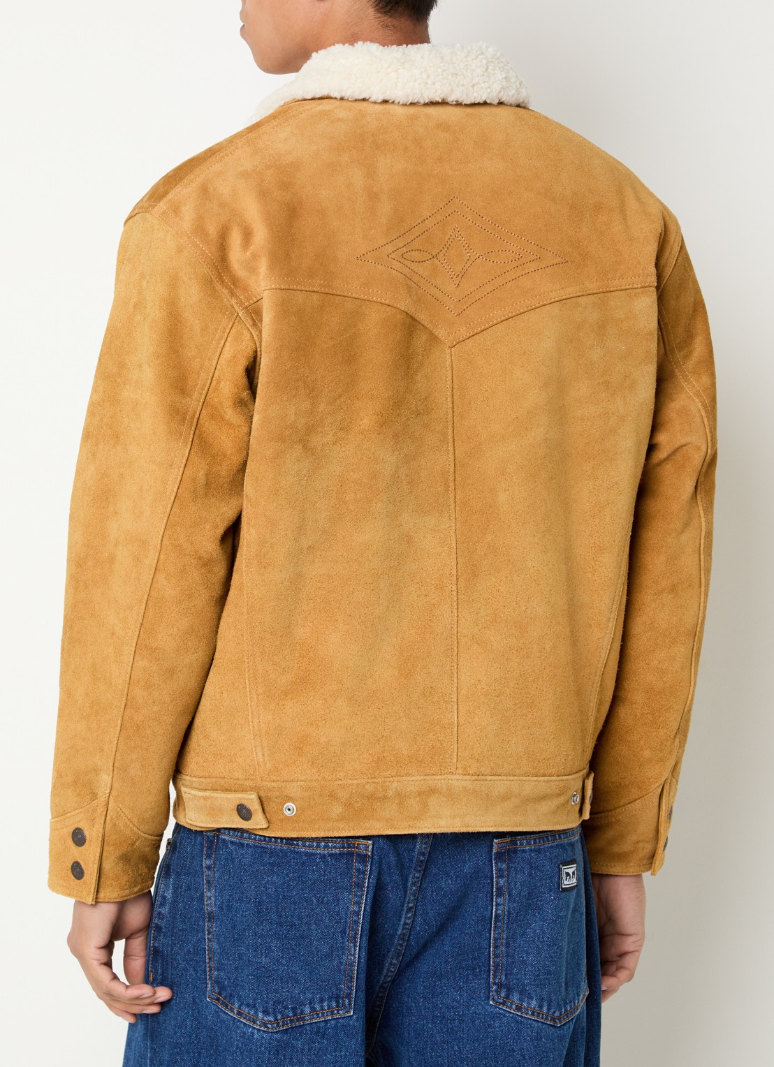 Levi's Western lammy coat van suède met teddy voering en steekzakken - achterkant 4 camel