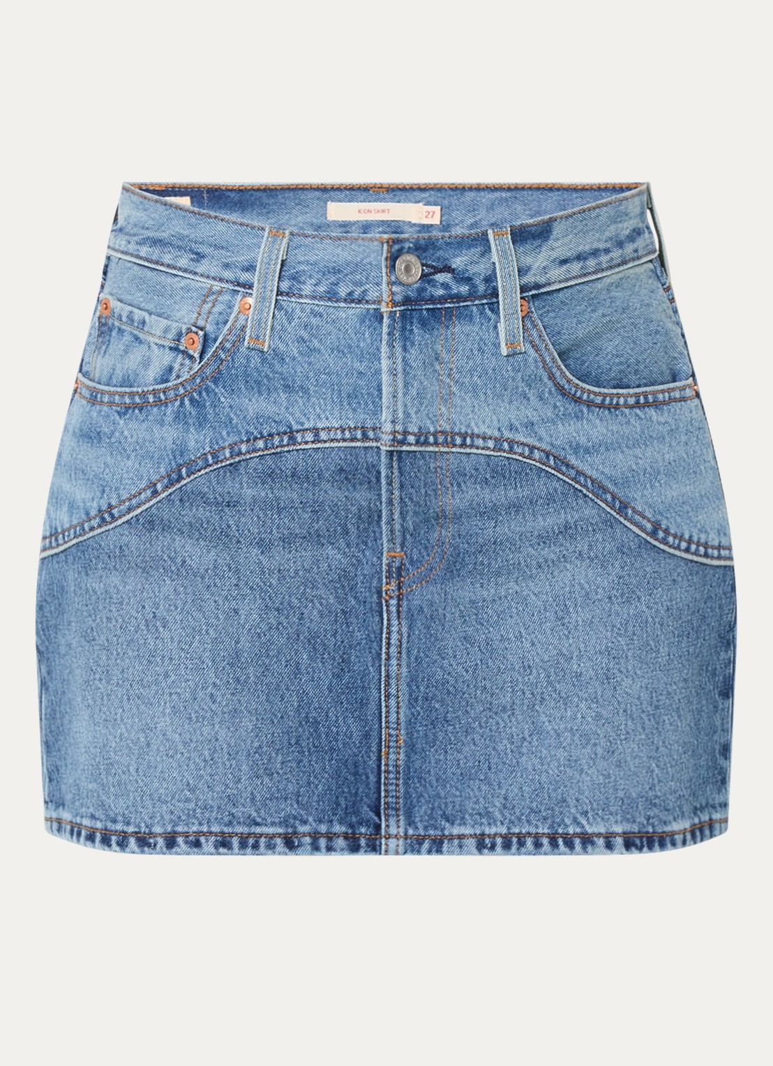 Levi's Western mini spijkerrok met siernaad - voorkant 2 indigo