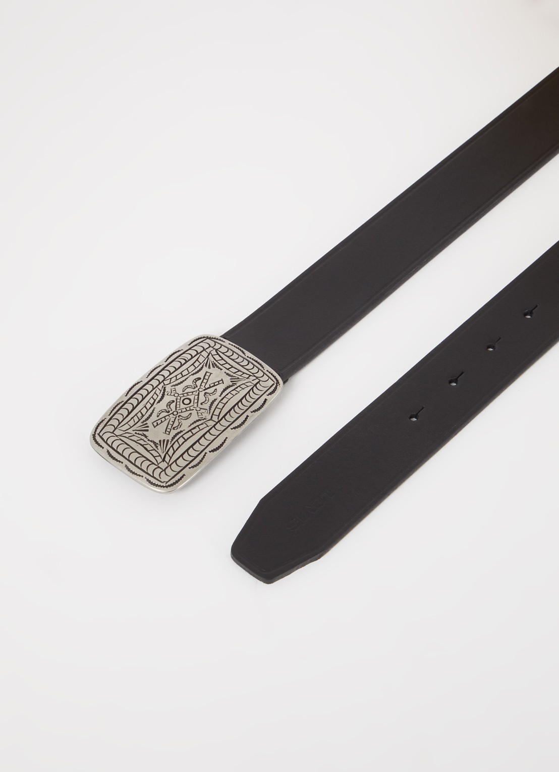 Levi's Western Plaque riem van leer - detail zilver