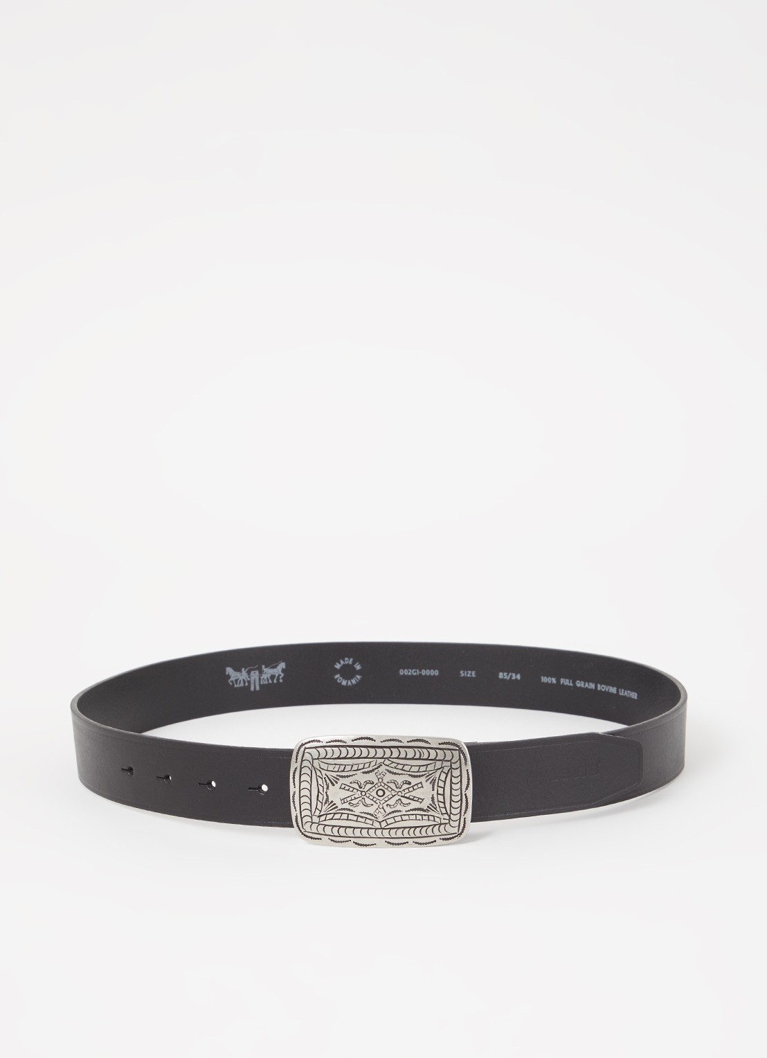 Levi's Western Plaque riem van leer - voorkant 2 zilver