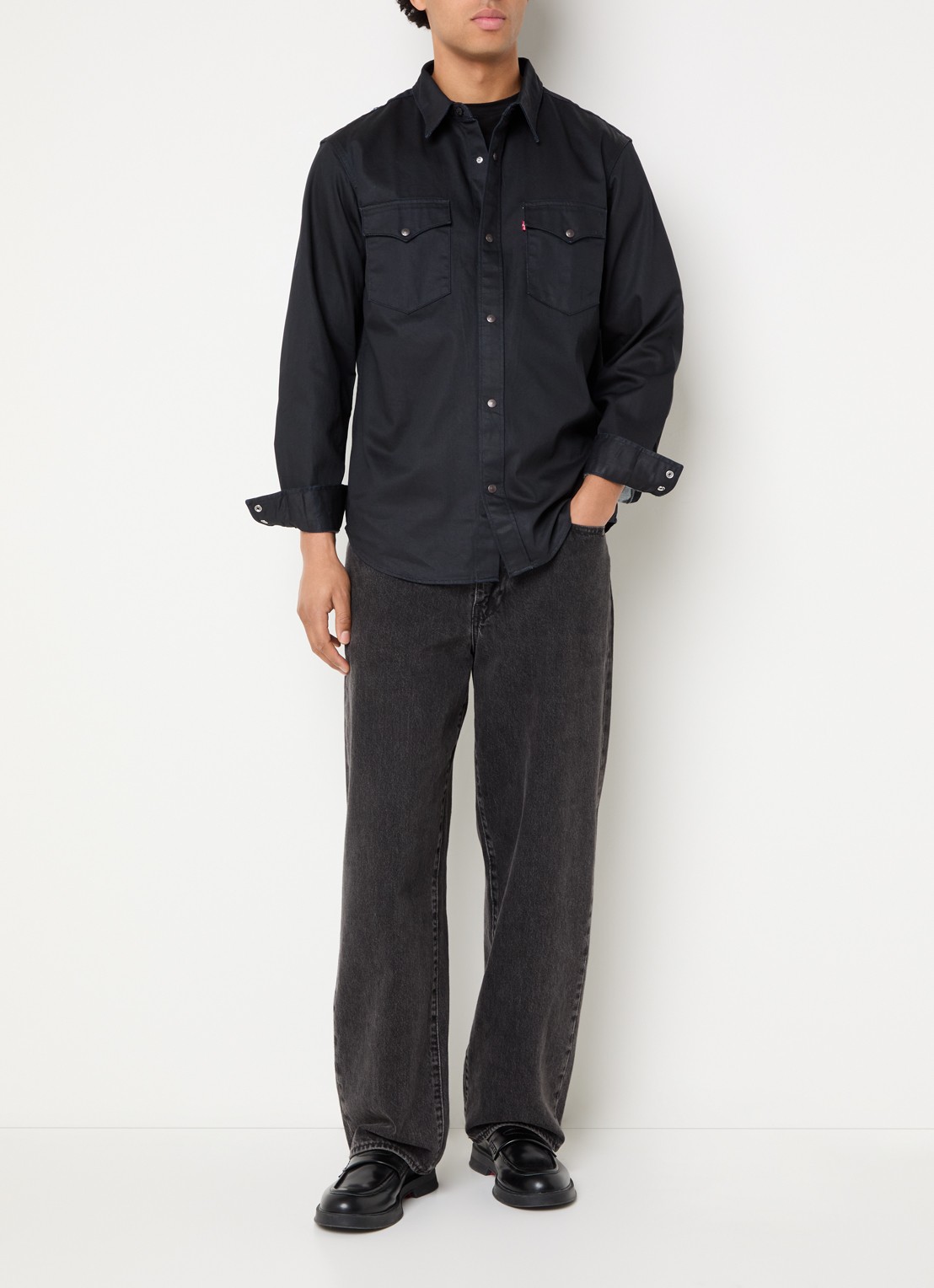 Levi's Western regular fit overhemd van denim - voorkant 4 indigo