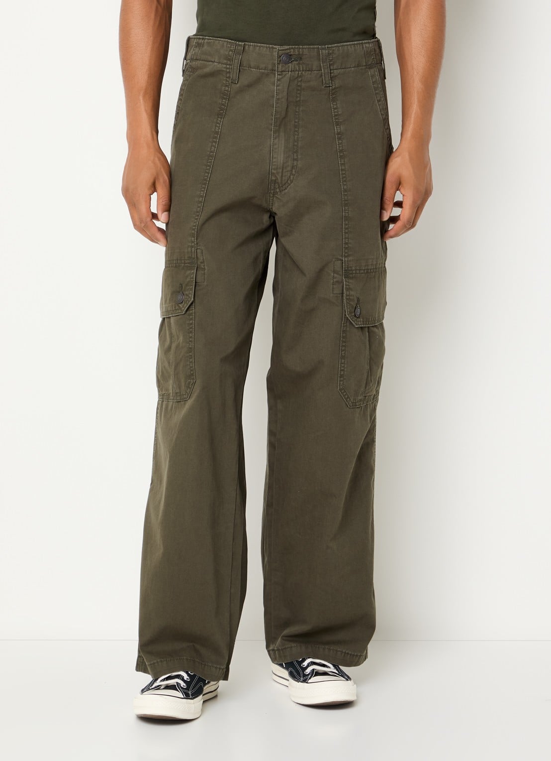 Levi's Wide fit cargobroek met steekzakken - detail 3 groen