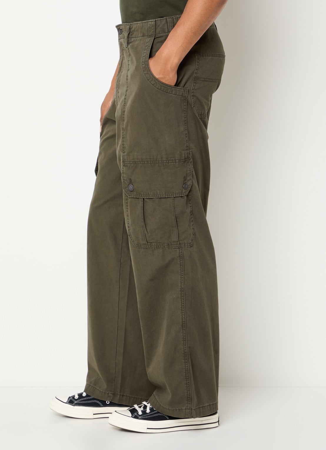 Levi's Wide fit cargobroek met steekzakken - detail 4 groen