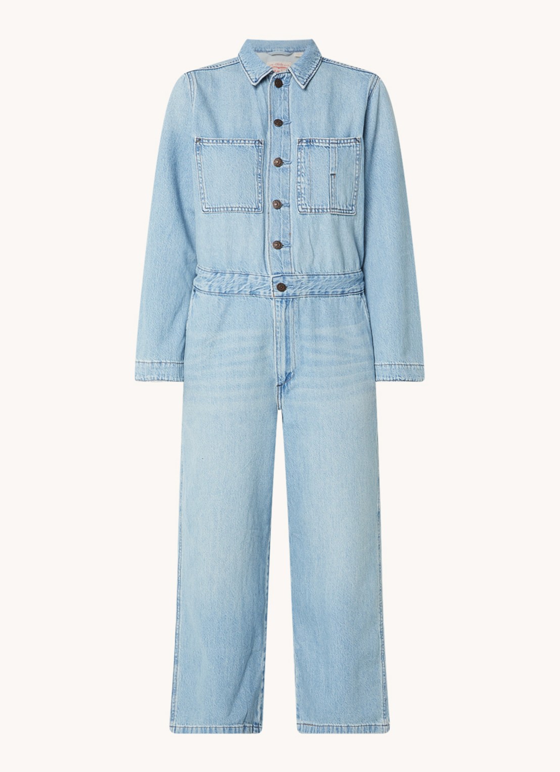 Levi's Wide fit cropped tuinbroek van denim - voorkant 2 indigo