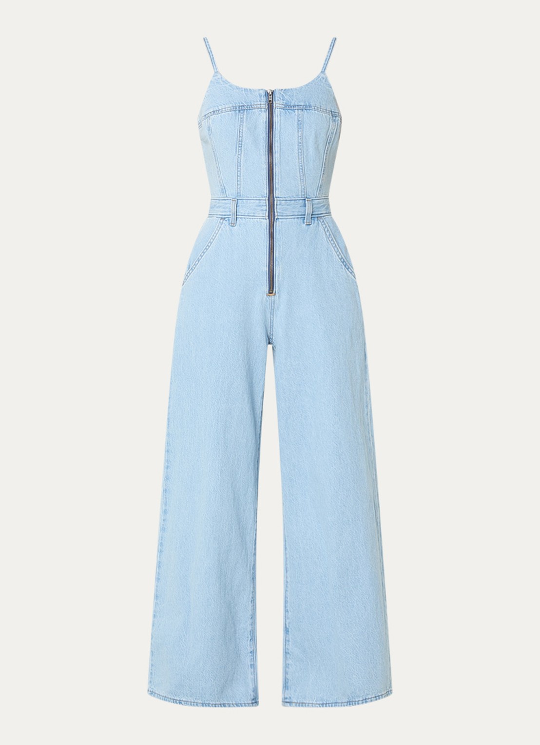 Levi's Wide fit jumpsuit van denim met steekzakken - voorkant lichtblauw