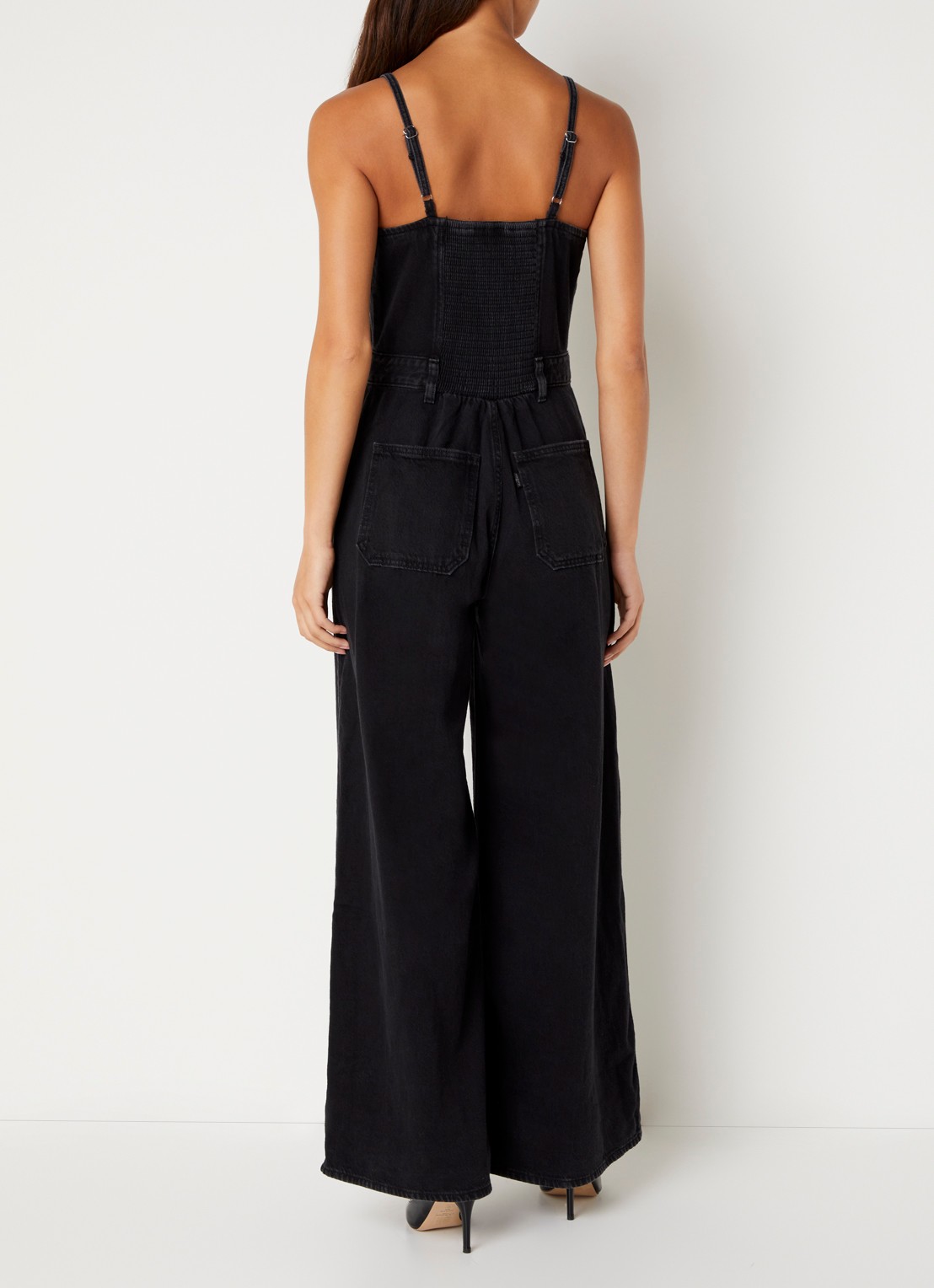 Levi's Wide fit jumpsuit van denim met steekzakken - achterkant 2 antraciet