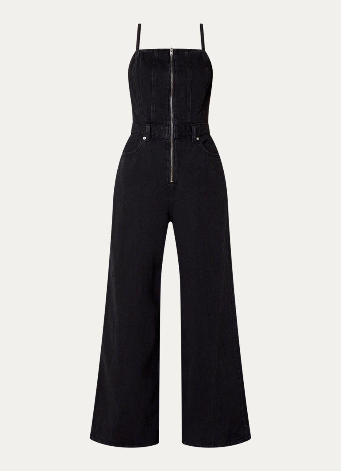 Levi's Wide fit jumpsuit van denim met steekzakken - voorkant 3 antraciet