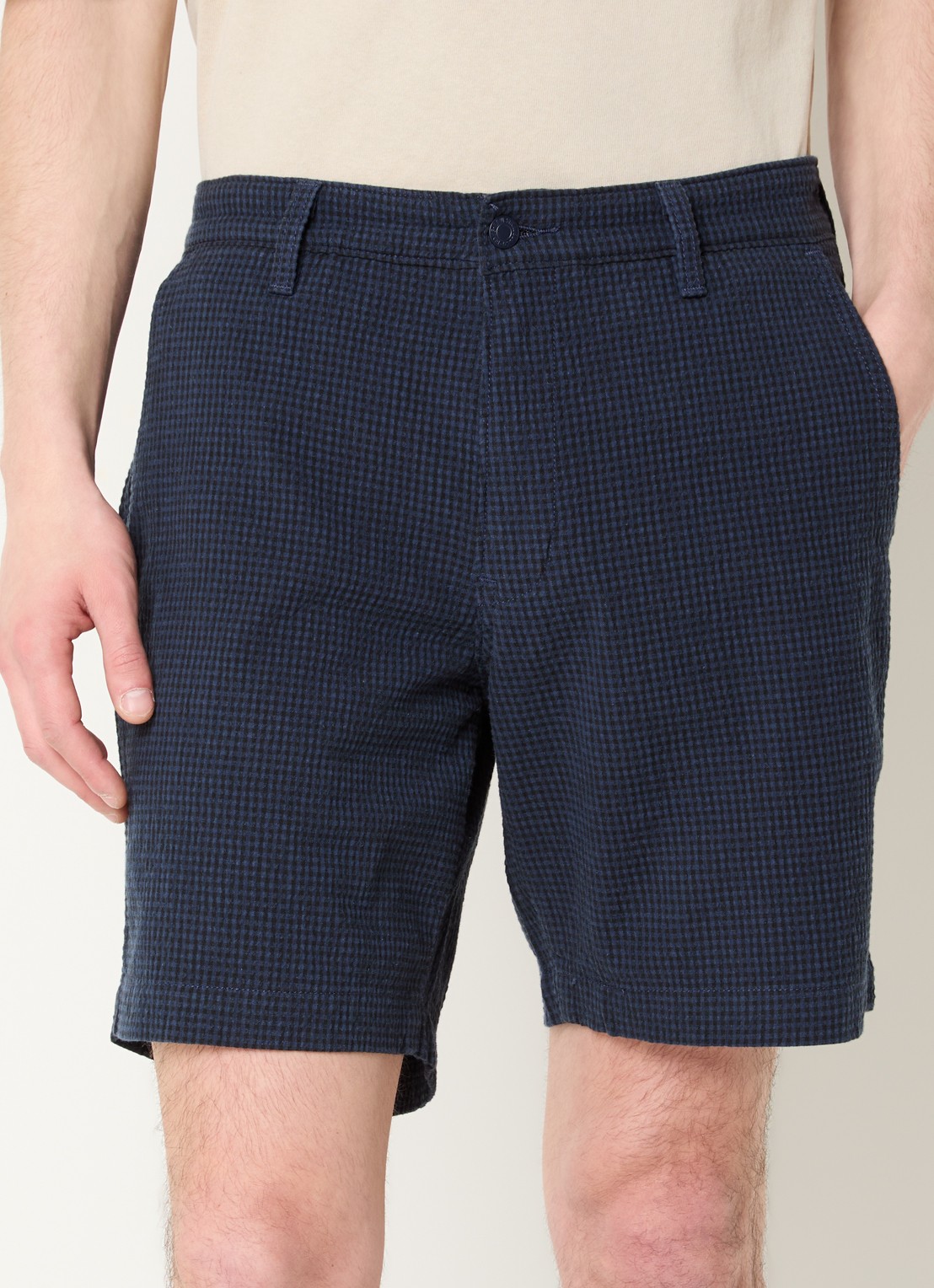 Levi's Wide fit korte broek met ruitdessin - detail 2 donkerblauw