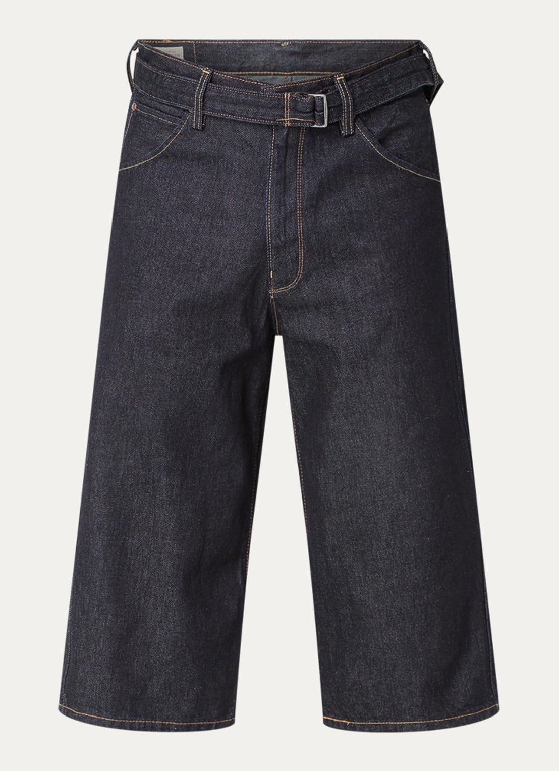 Levi's Wide fit korte broek van denim met donkere wassing en ceintuur - voorkant 2 indigo