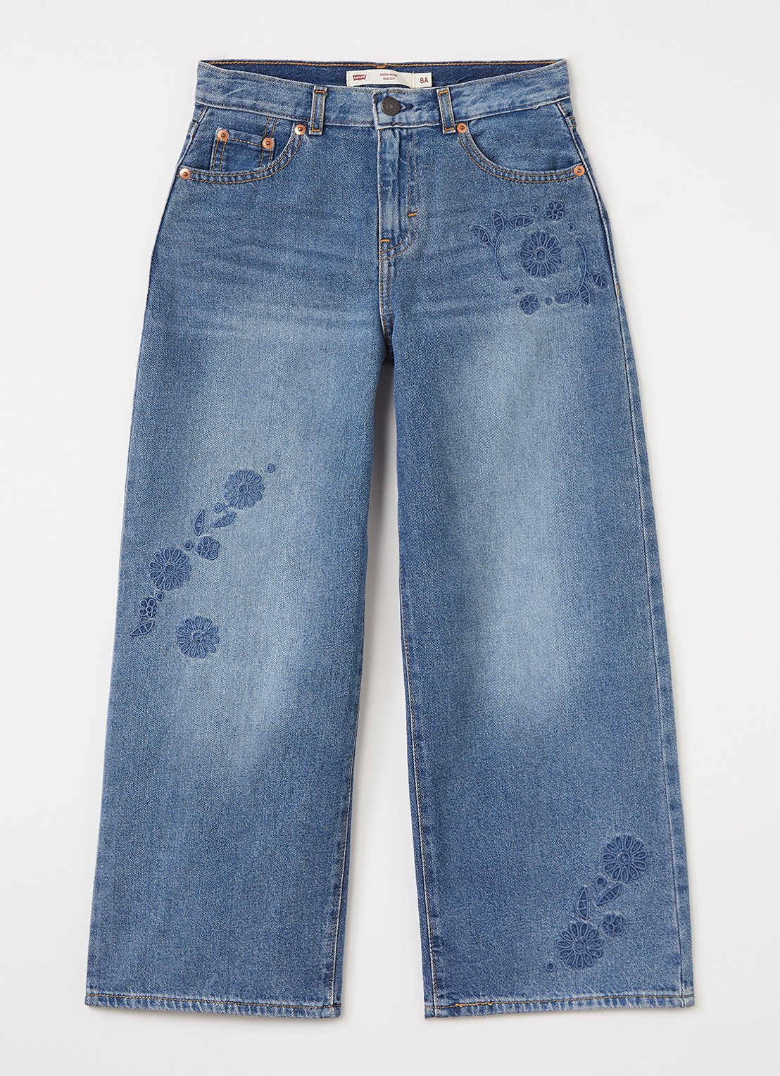 Levi's Wide leg jeans met borduring - voorkant 2 indigo