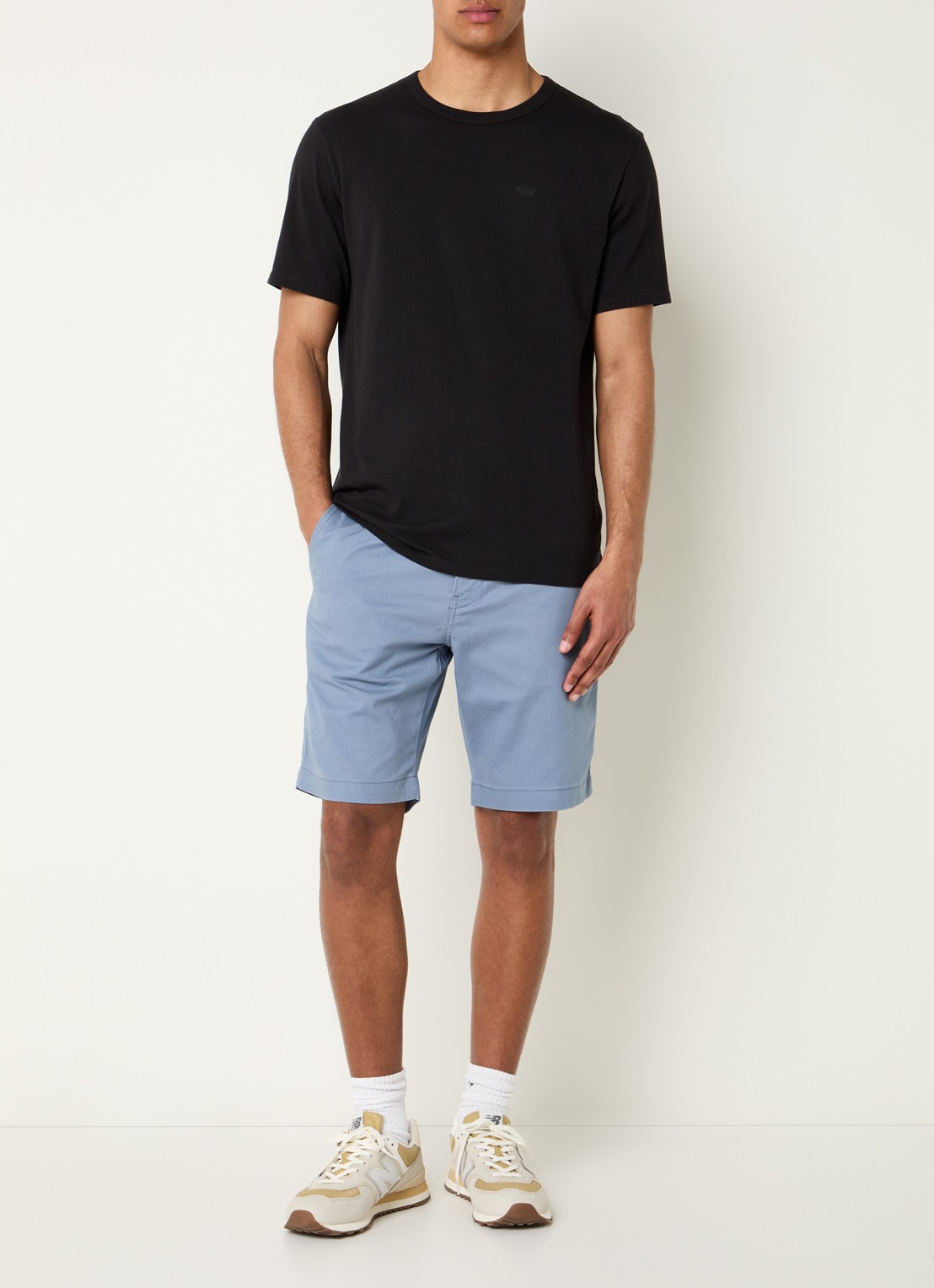 Levi's XX Chino korte broek in linneblend - voorkant 3 blauwgrijs