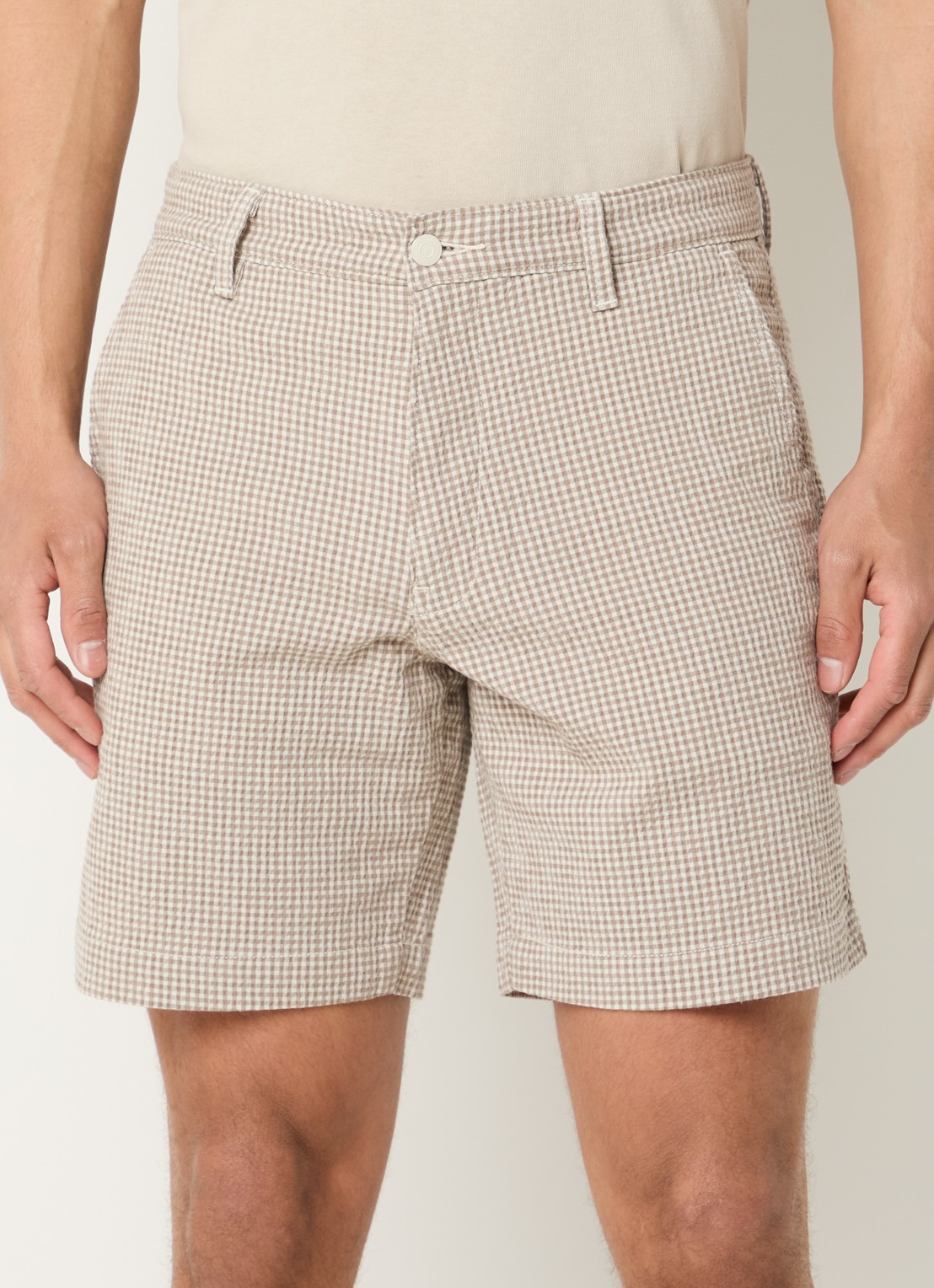 Levi's XX straight fit korte broek met ruitdessin - detail beige