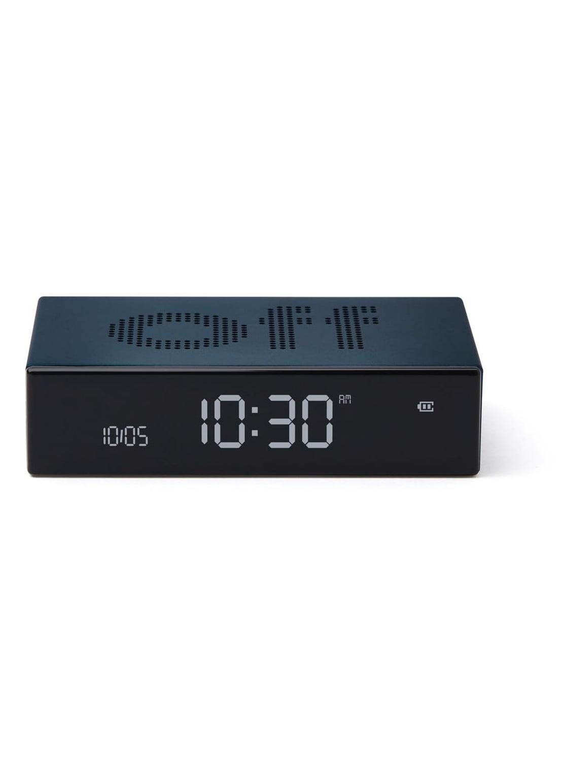 Lexon Flip Premium digitale wekker - voorkant 7 staalblauw
