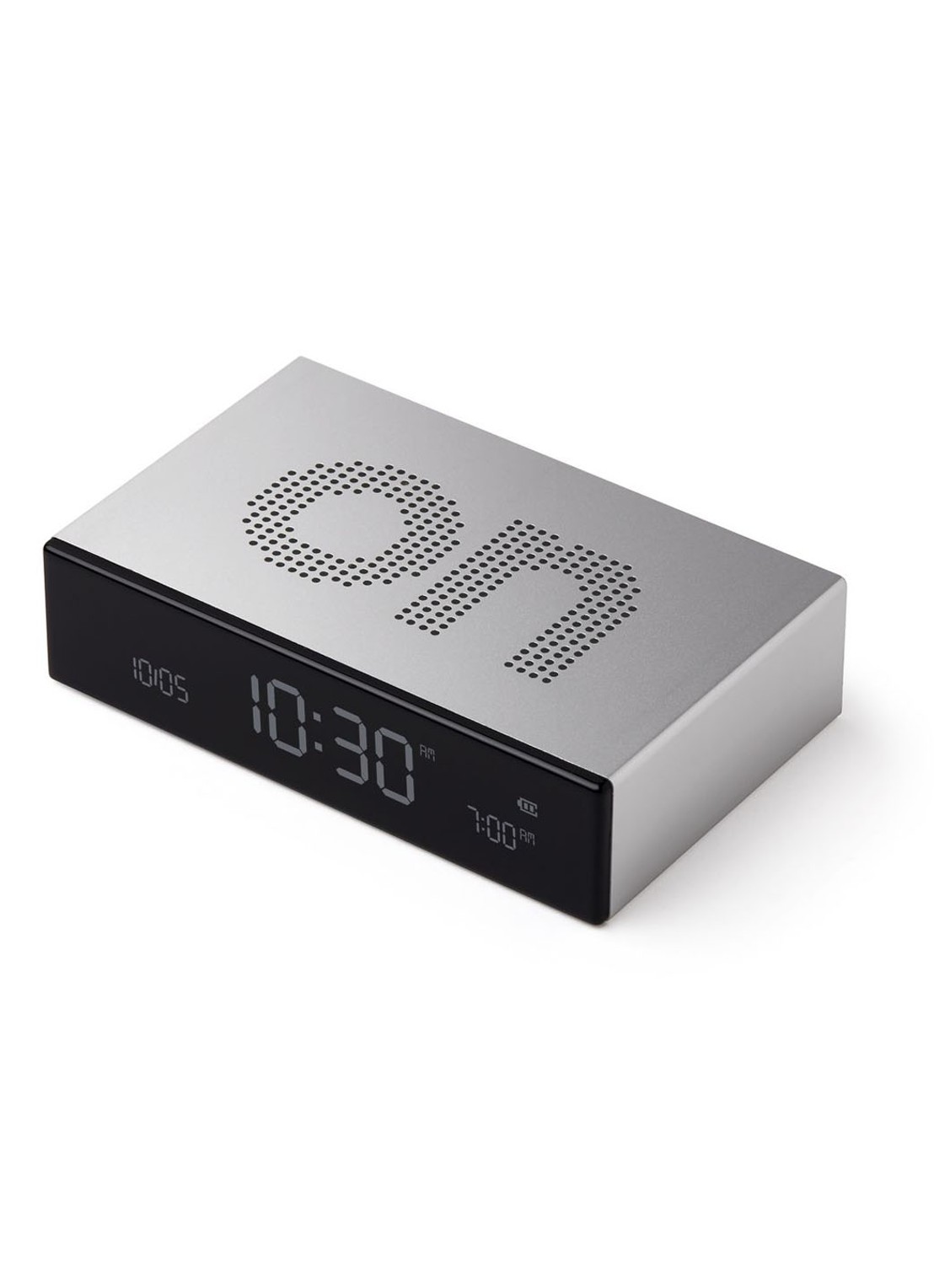 Lexon Flip Premium digitale wekker - detail zilver