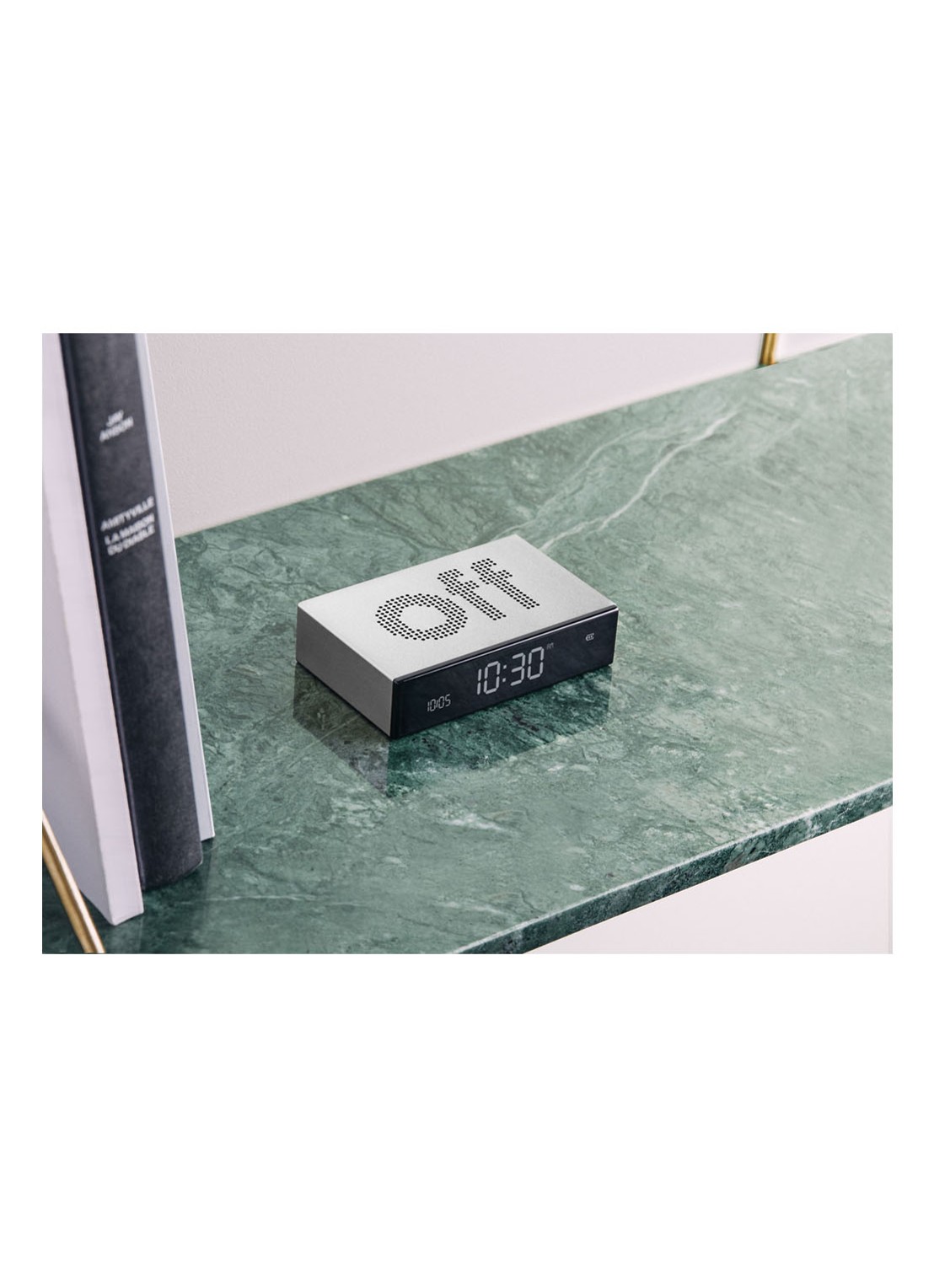 Lexon Flip Premium digitale wekker - detail 4 zilver