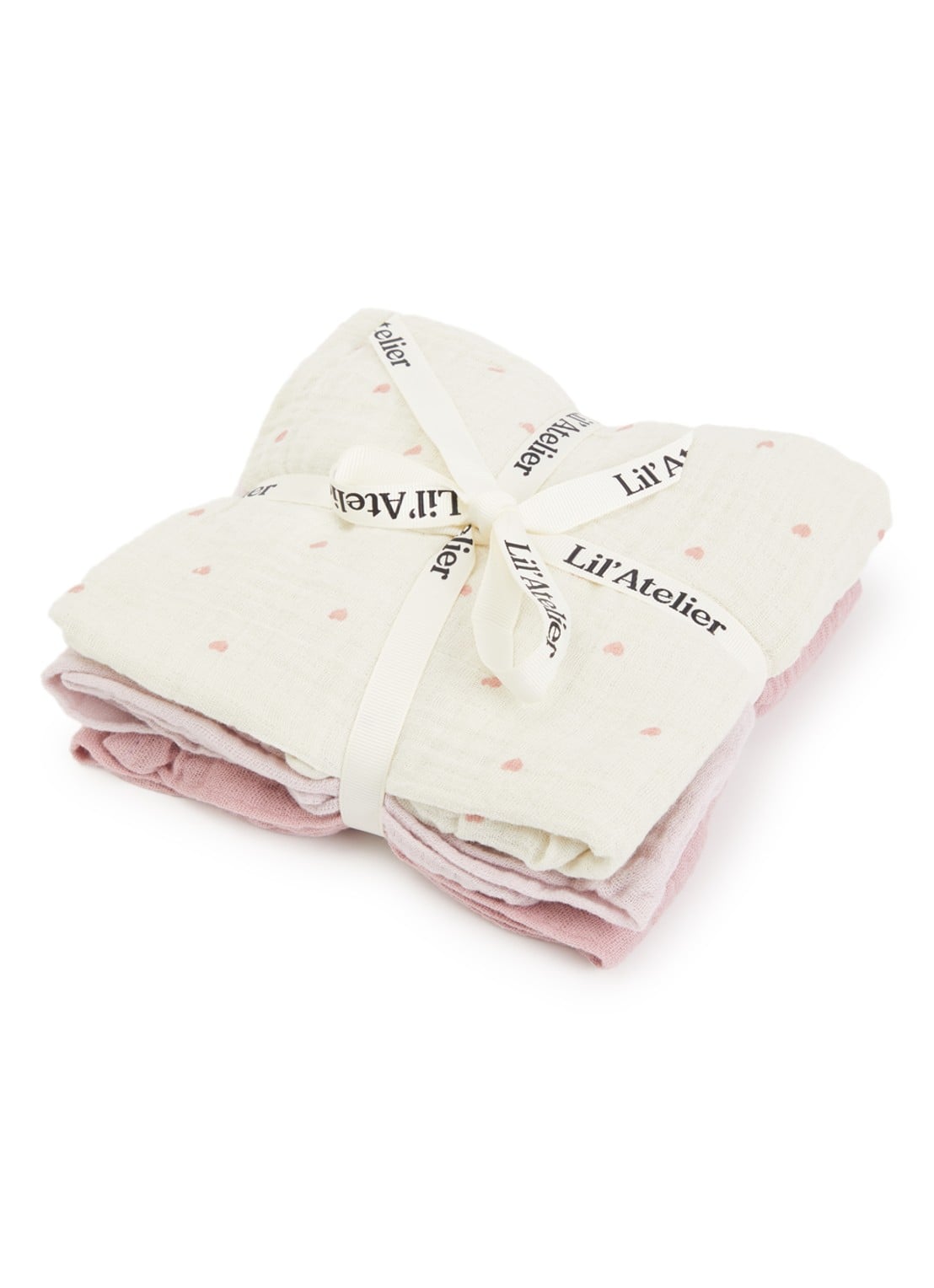 Lil 'Atelier Hydrofiele doek set van 3 - voorkant roze