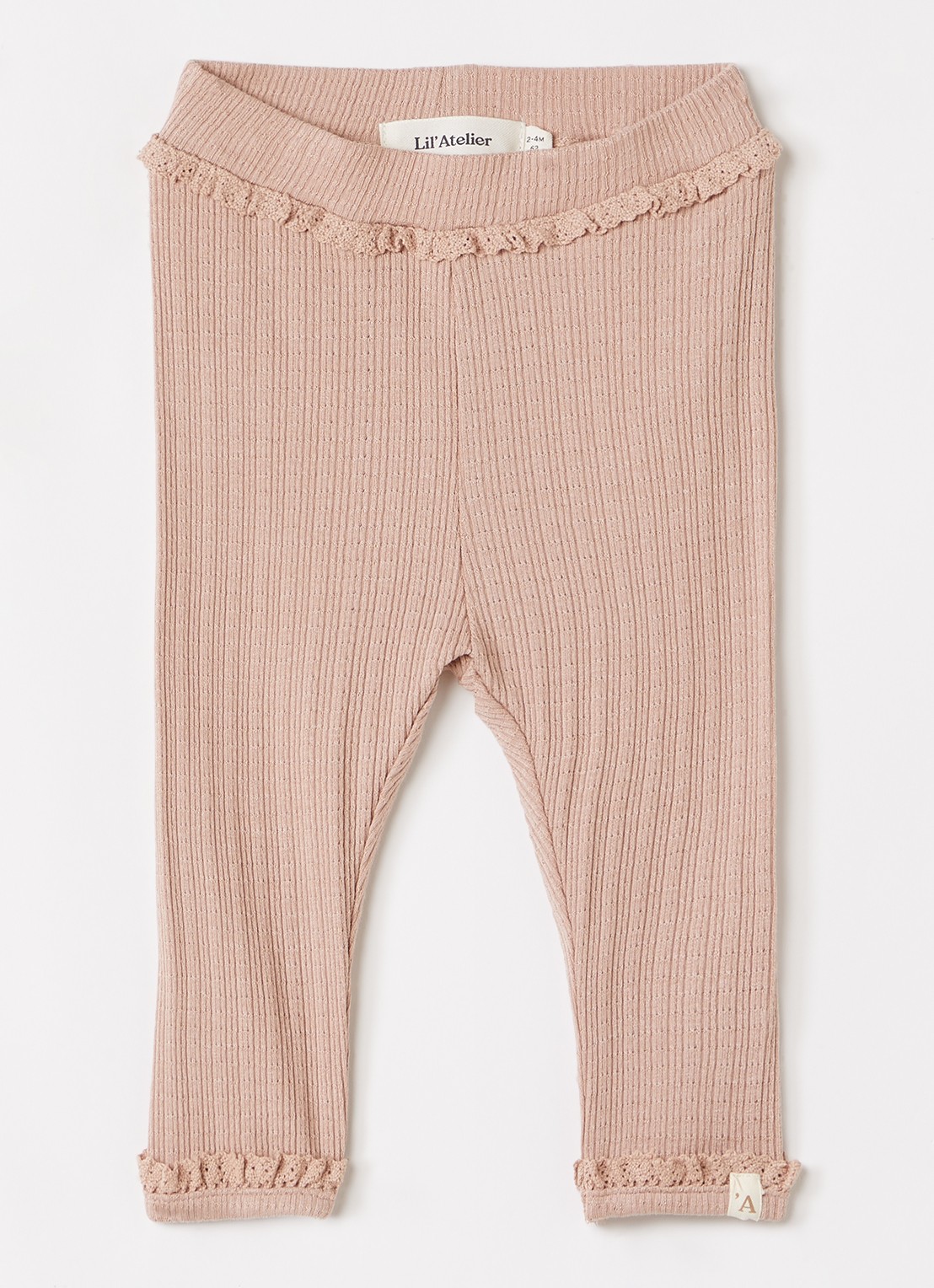 Lil 'Atelier NBFBabette legging met ruches - voorkant 2 oudroze