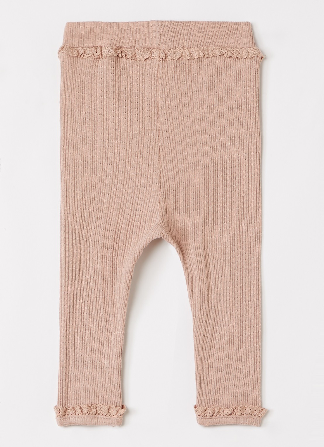 Lil 'Atelier NBFBabette legging met ruches - voorkant 3 oudroze