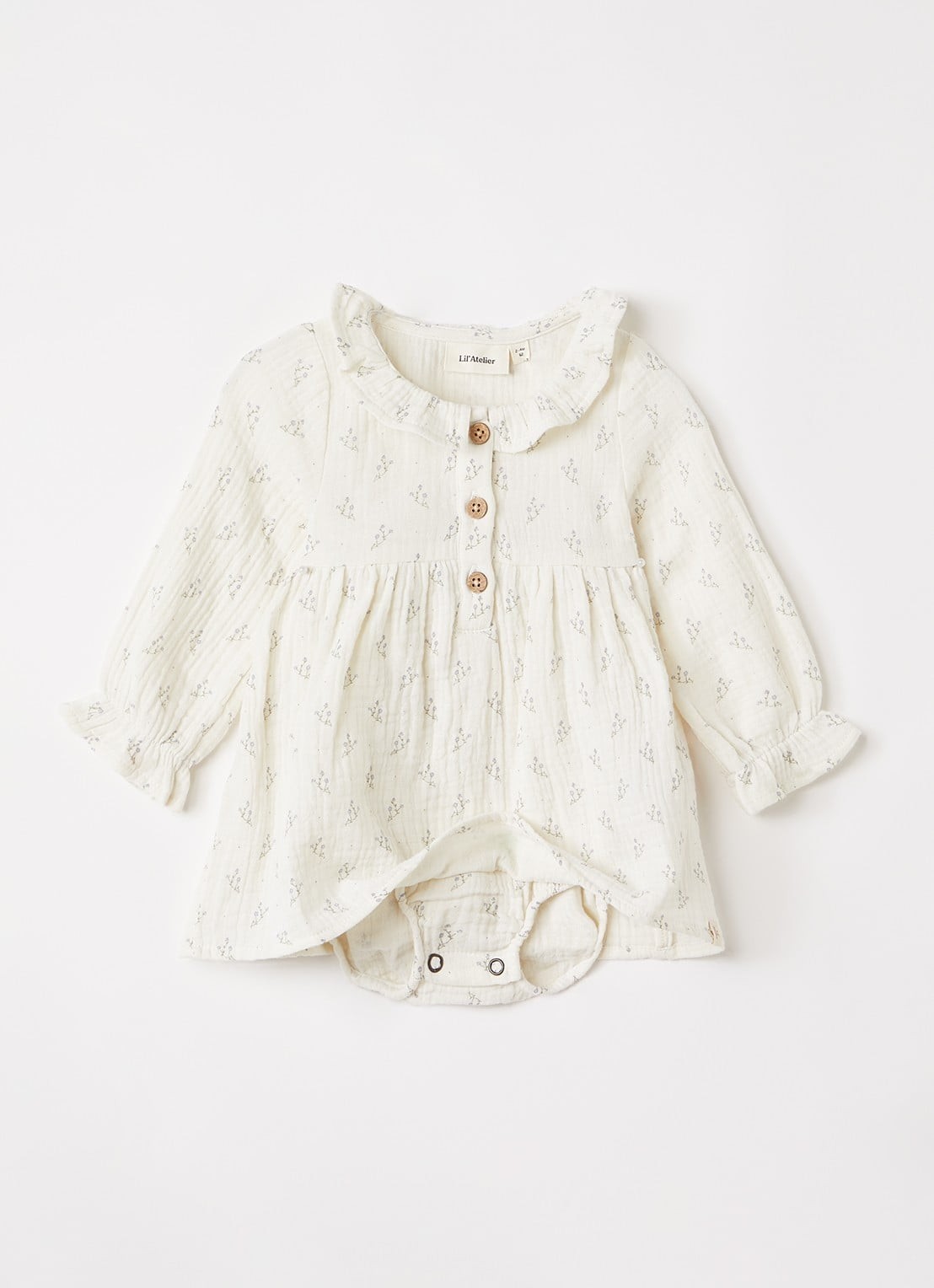 Lil 'Atelier NBFBalia tuniekjurk met bloemenprint - detail 4 gebroken wit