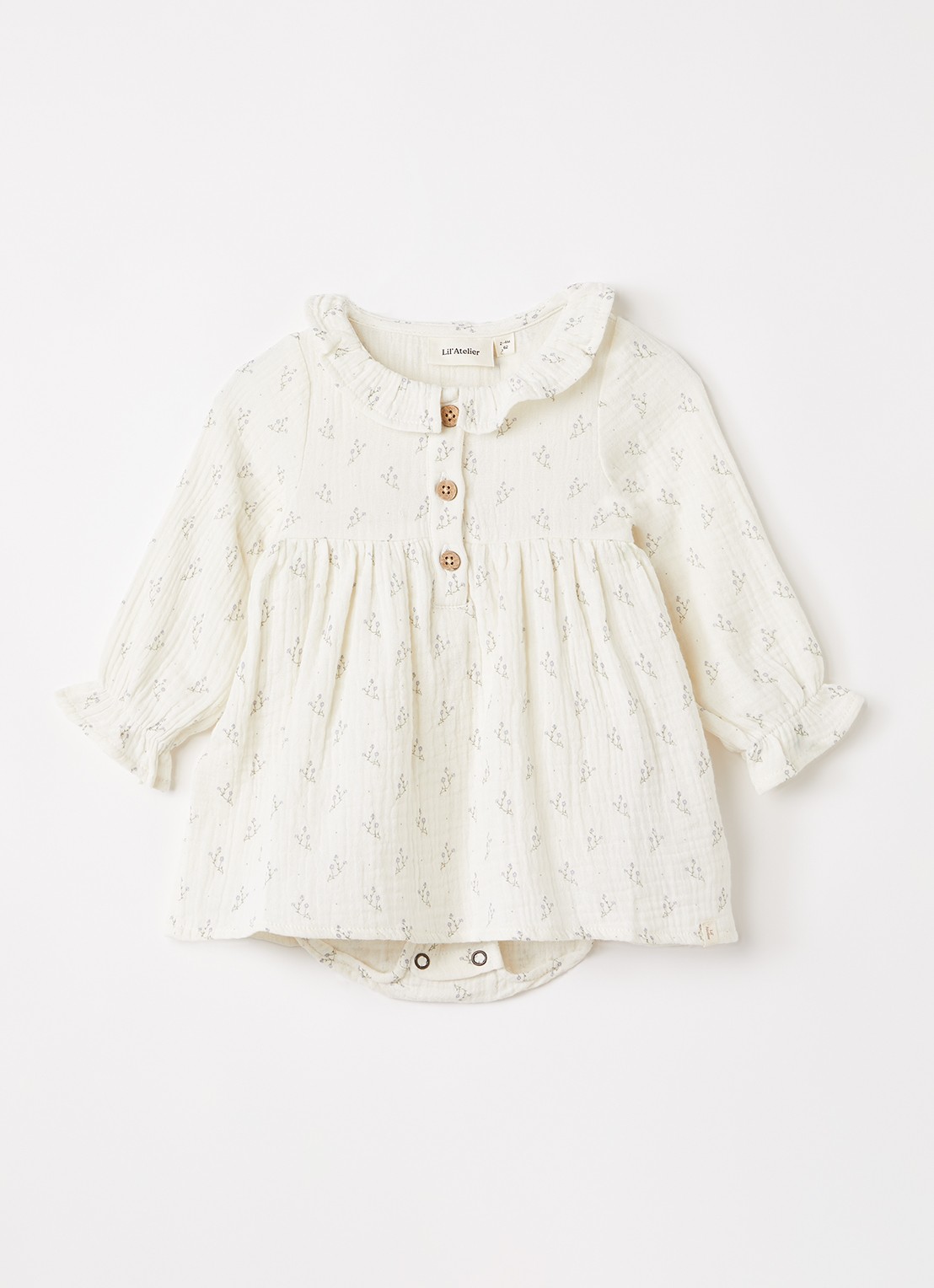 Lil 'Atelier NBFBalia tuniekjurk met bloemenprint - voorkant 2 gebroken wit